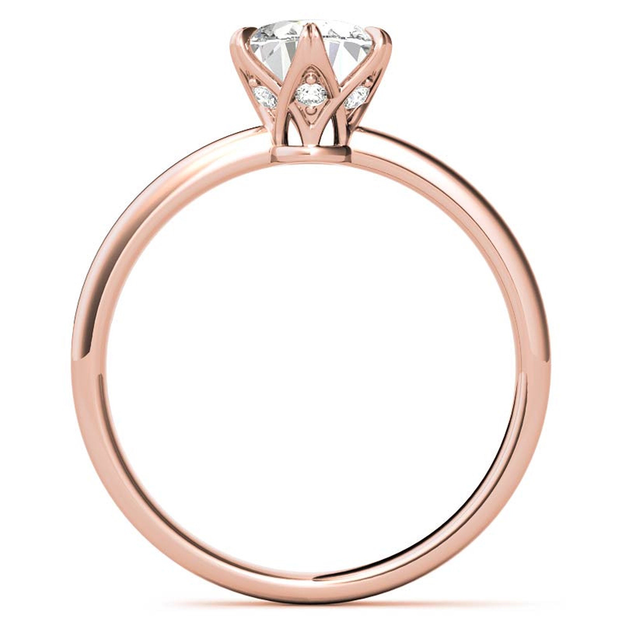 Stunning Adjustable Solitaire Ring - Rose Gold Plated Sterling Silver with American Diamond