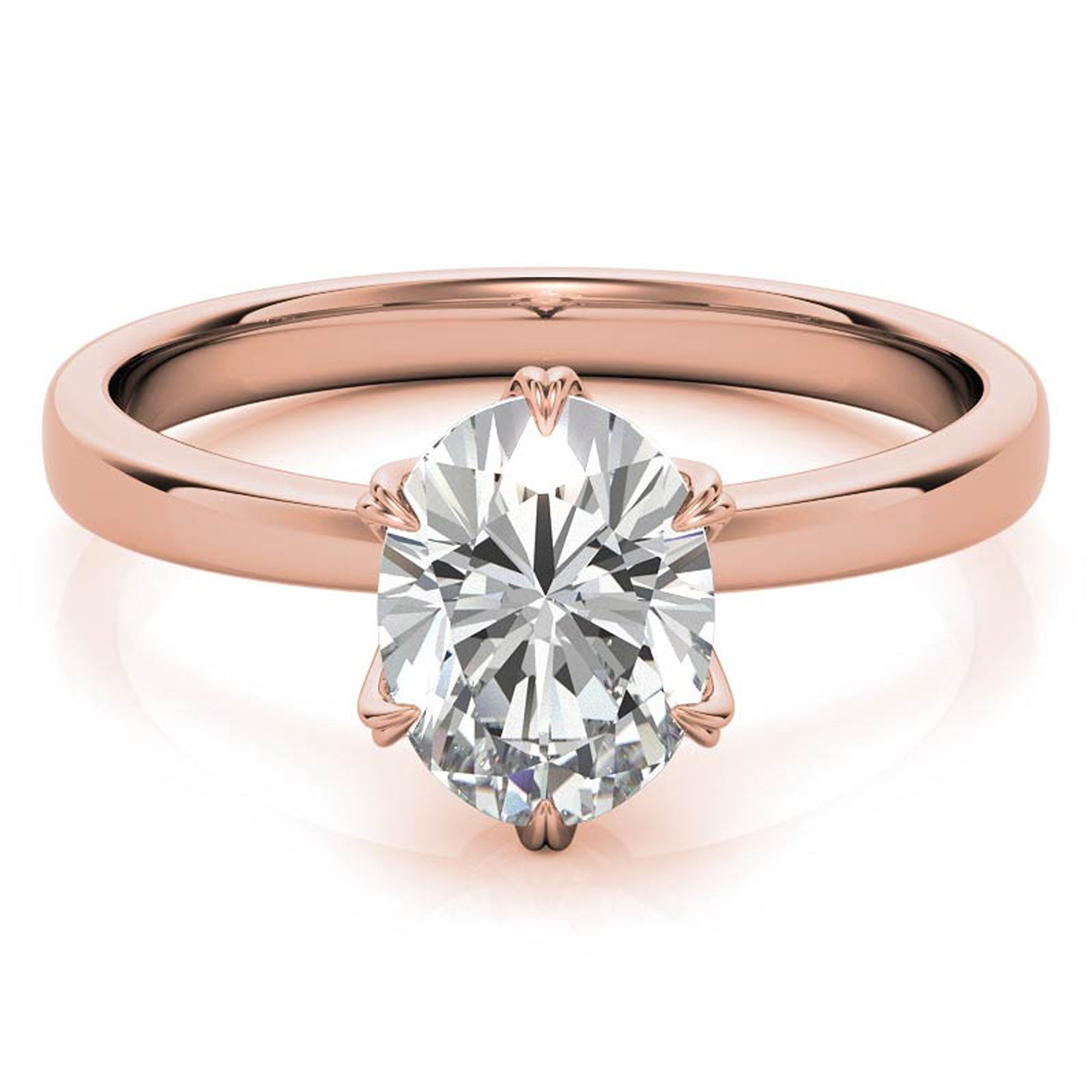 Stunning Adjustable Solitaire Ring - Rose Gold Plated Sterling Silver with American Diamond