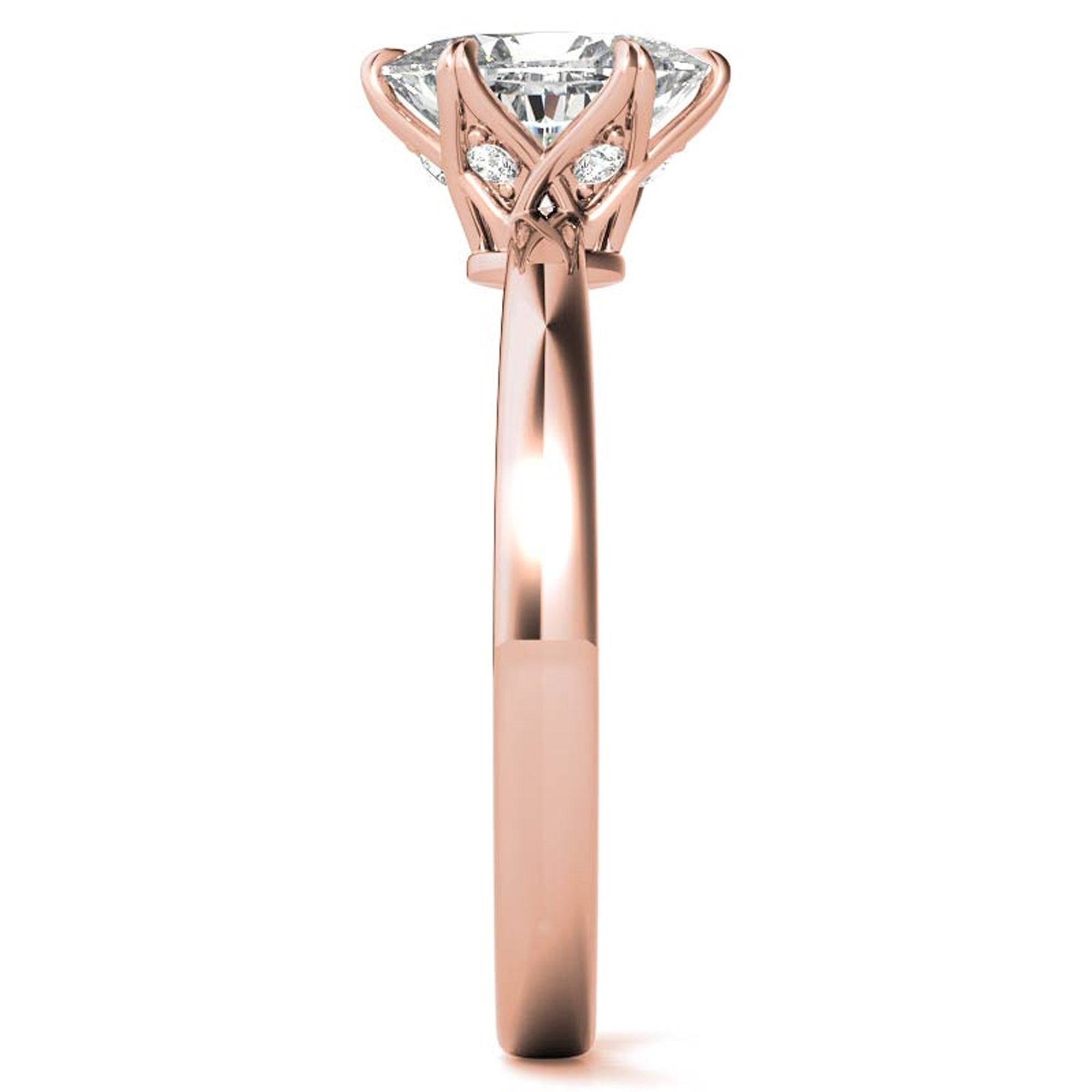 Stunning Adjustable Solitaire Ring - Rose Gold Plated Sterling Silver with American Diamond