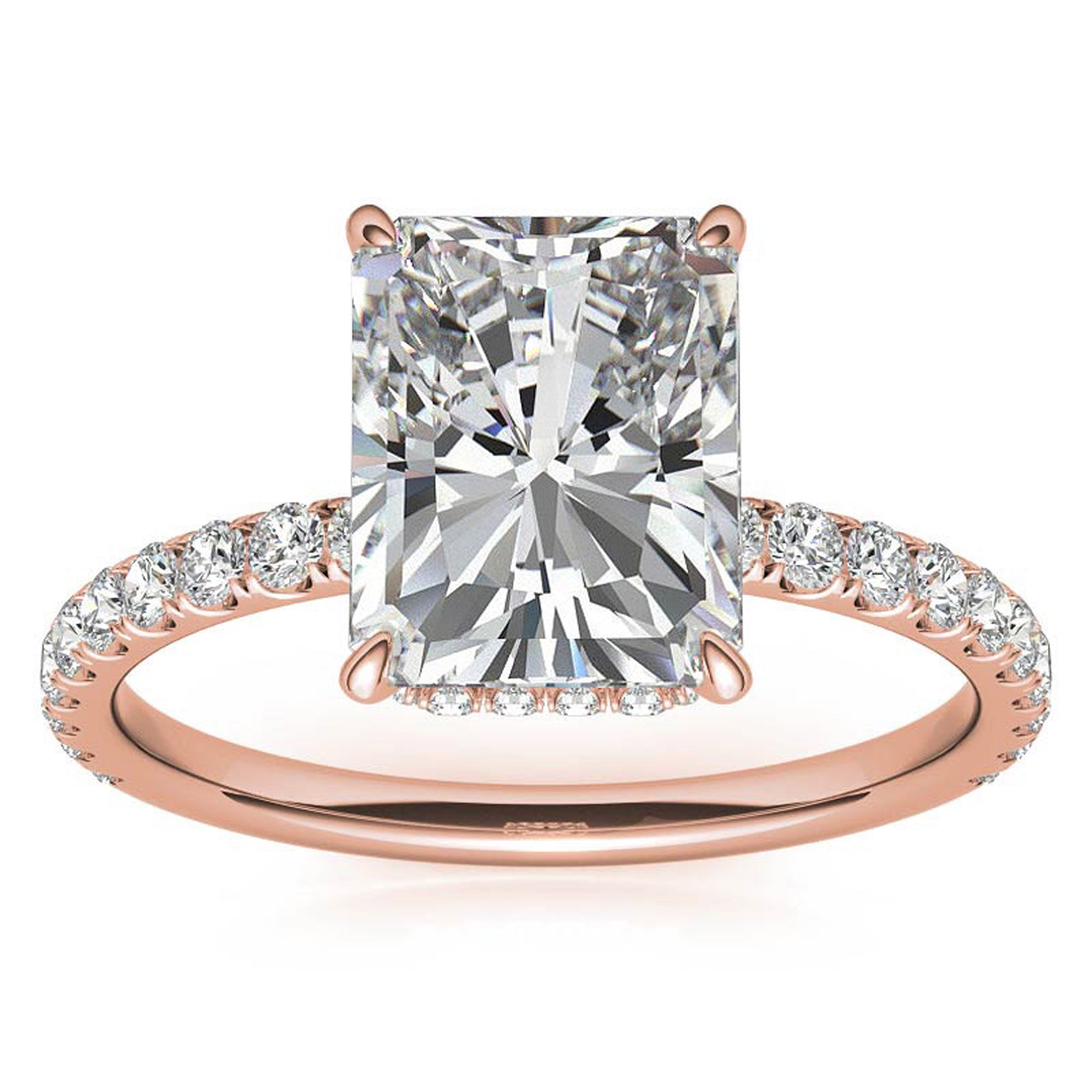 Sterling Silver Radiant Cut Solitaire Adjustable Classic Rose Gold Ring – Perfect for Engagement