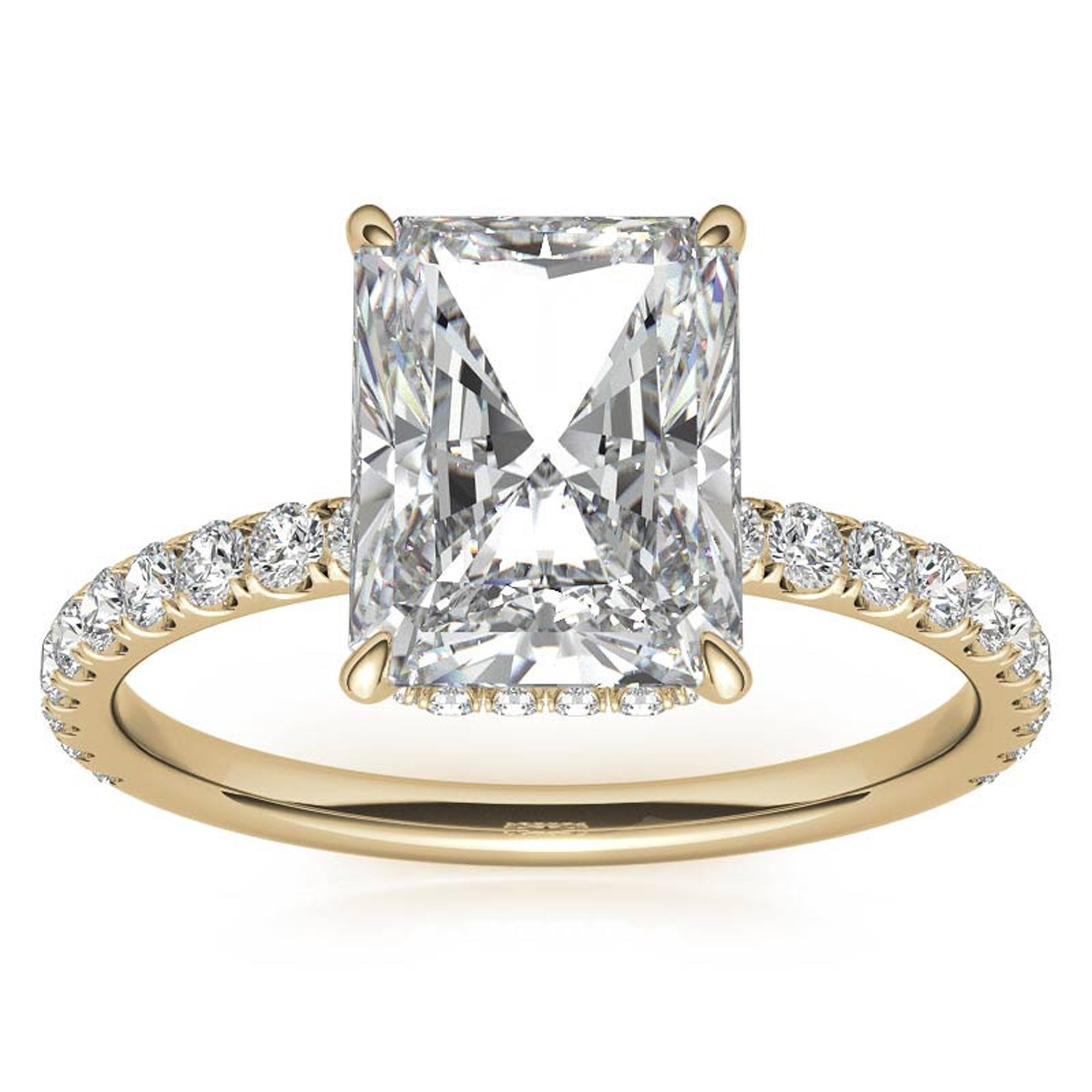 Adjustable Elegant Sterling Silver Moissanite Yellow Gold Pave Band Ring Perfect for Engagement.