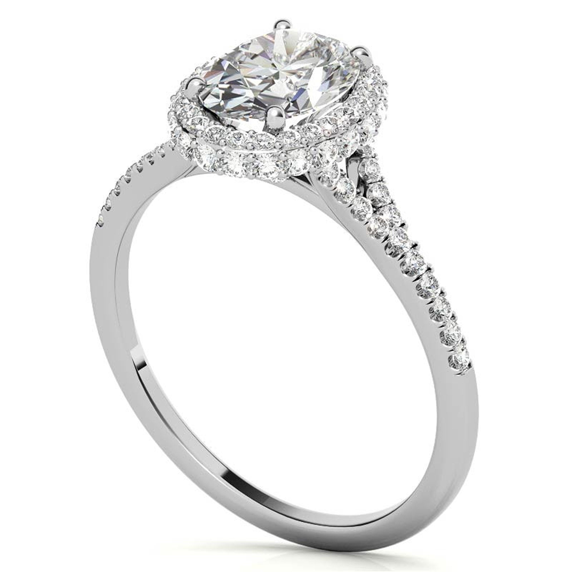 Silver Classic Oval Cut Halo Ring