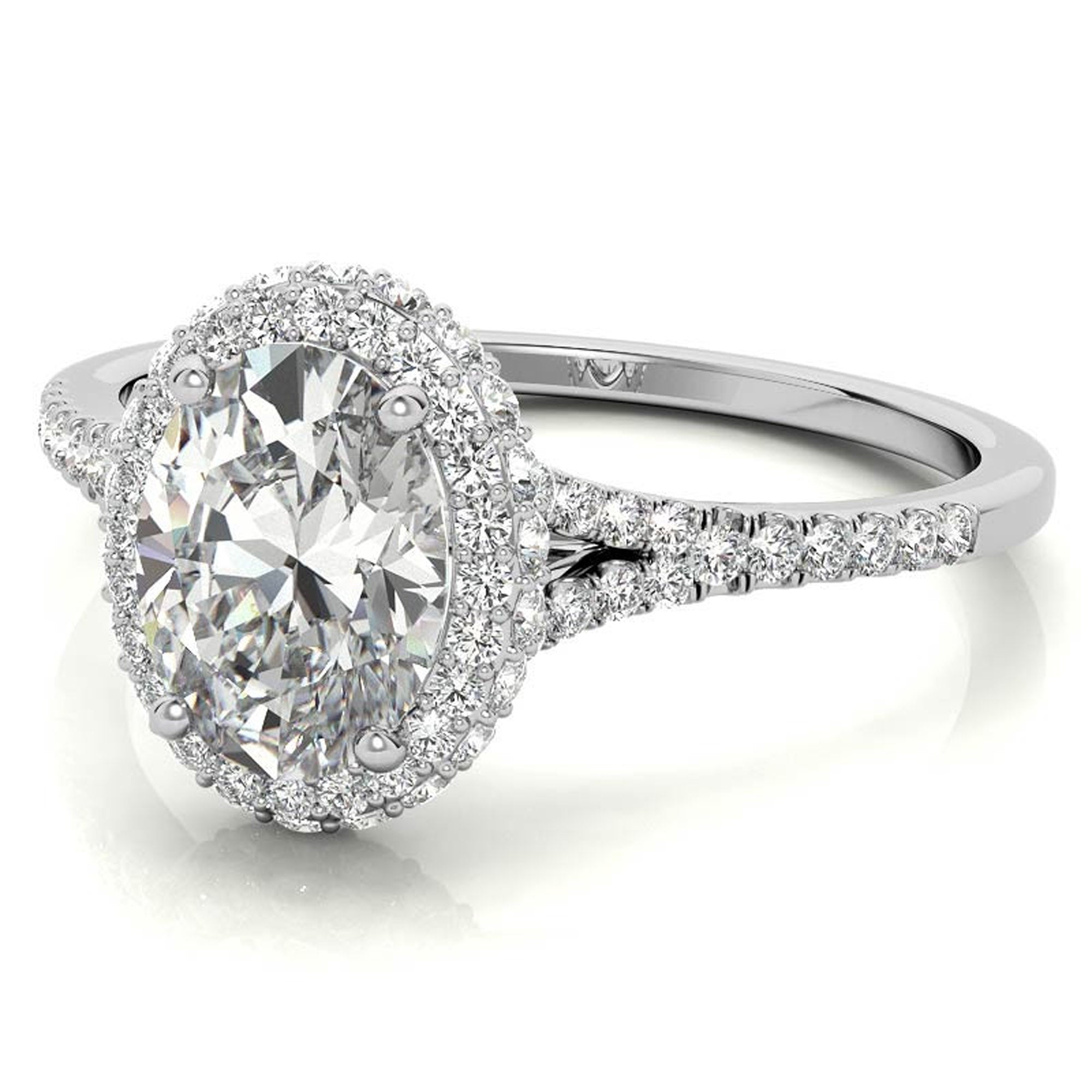 Silver Classic Oval Cut Halo Ring