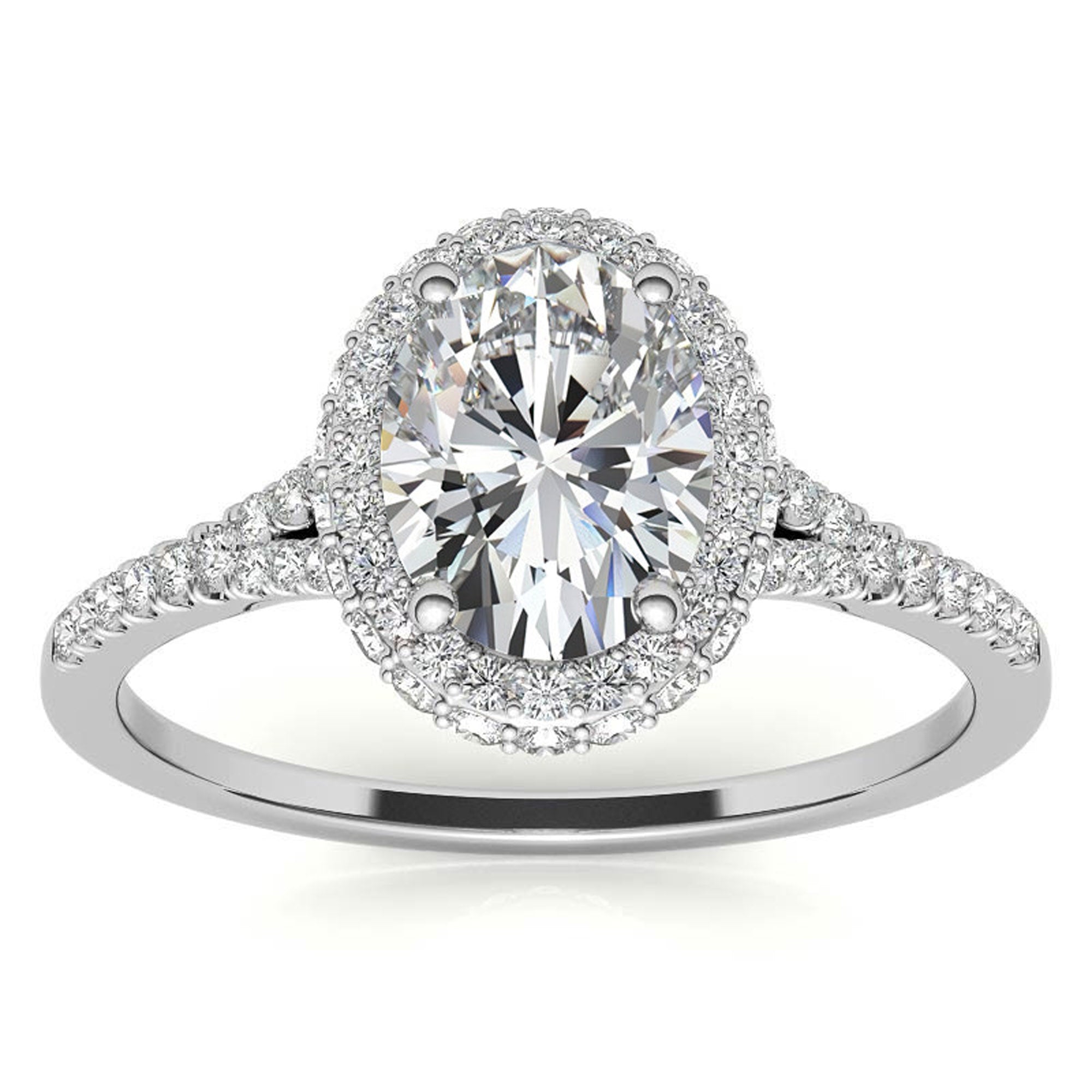 Silver Classic Oval Cut Halo Ring