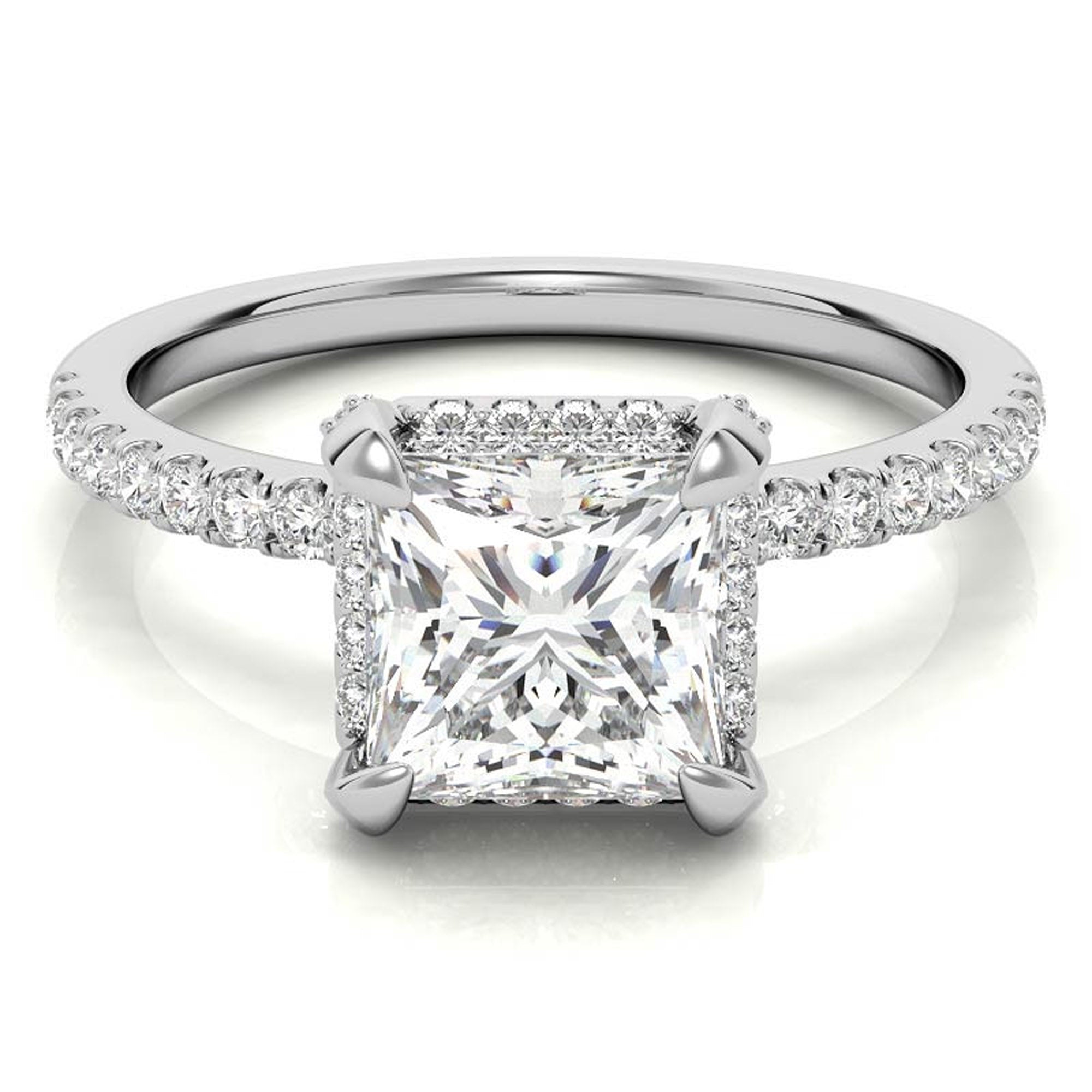 Silver Halo Solitaire Ring