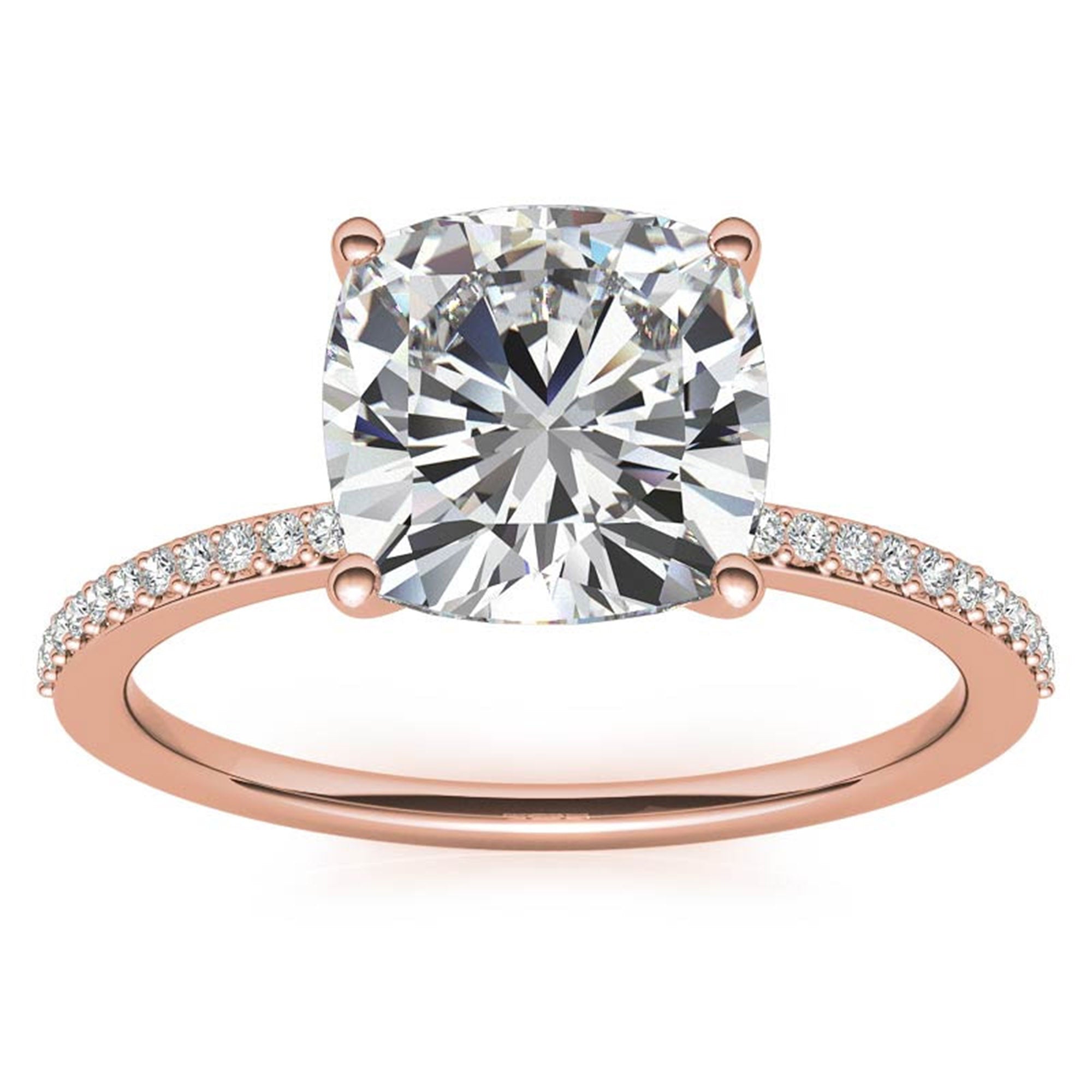 Sterling Silver Sparkling Adjustable Cushion-Cut Rose Gold Engagement Ring For Women