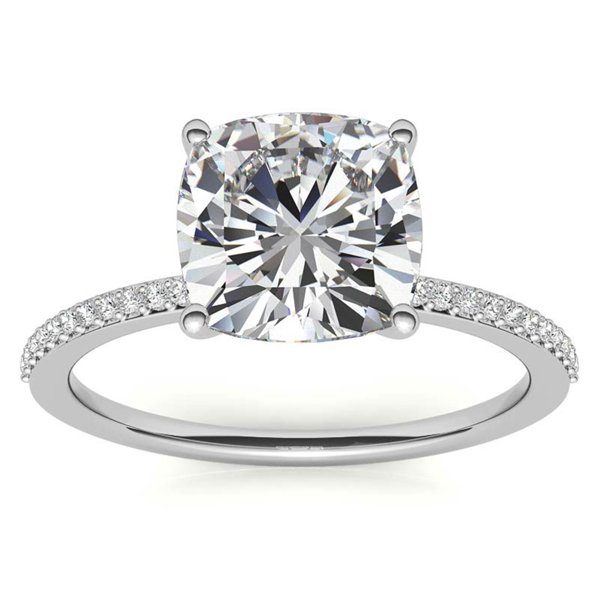 Sterling Silver Sparkling Adjustable Cushion-Cut White Gold Engagement Ring For Women