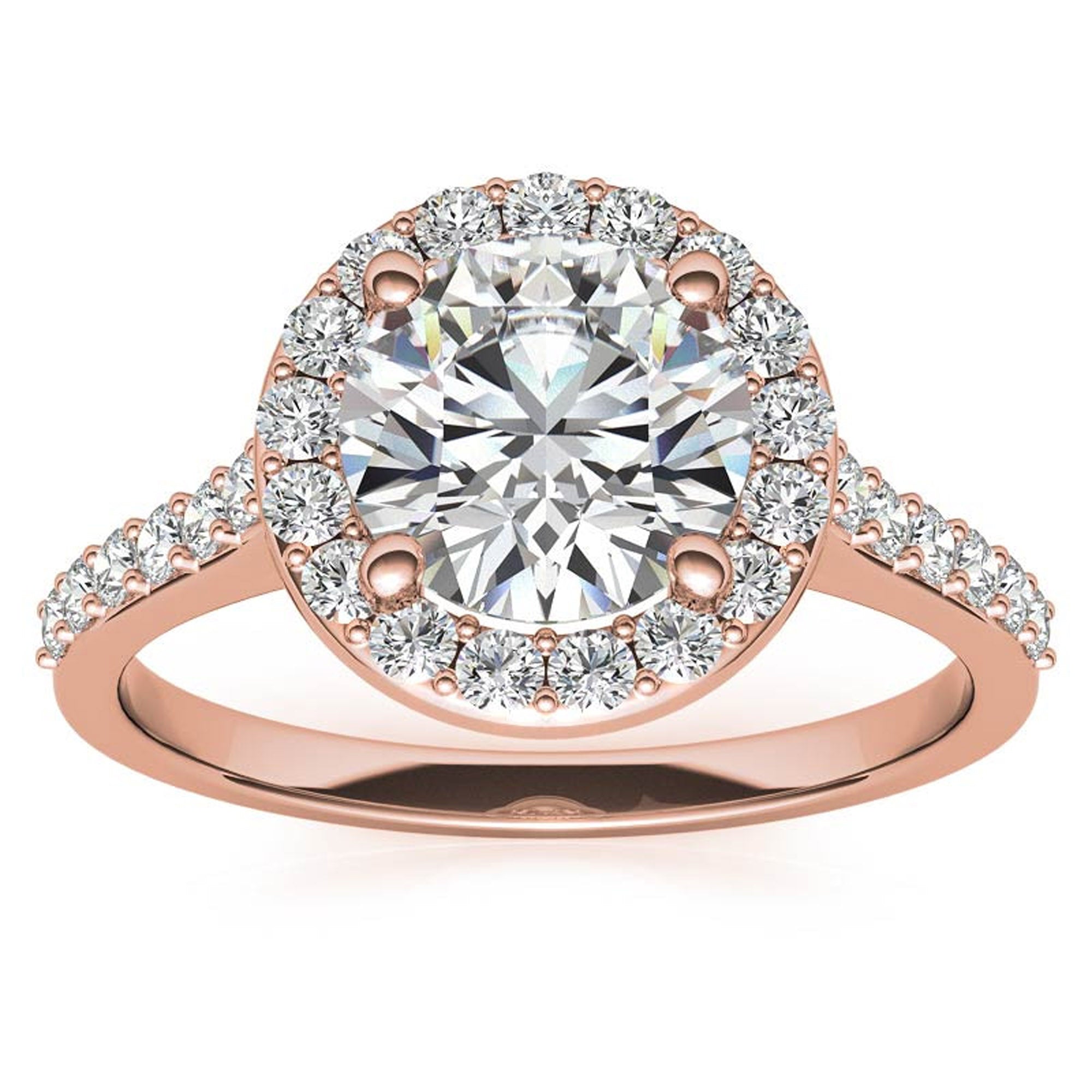 Stunning Rose Gold Plated Halo Diamond Ring