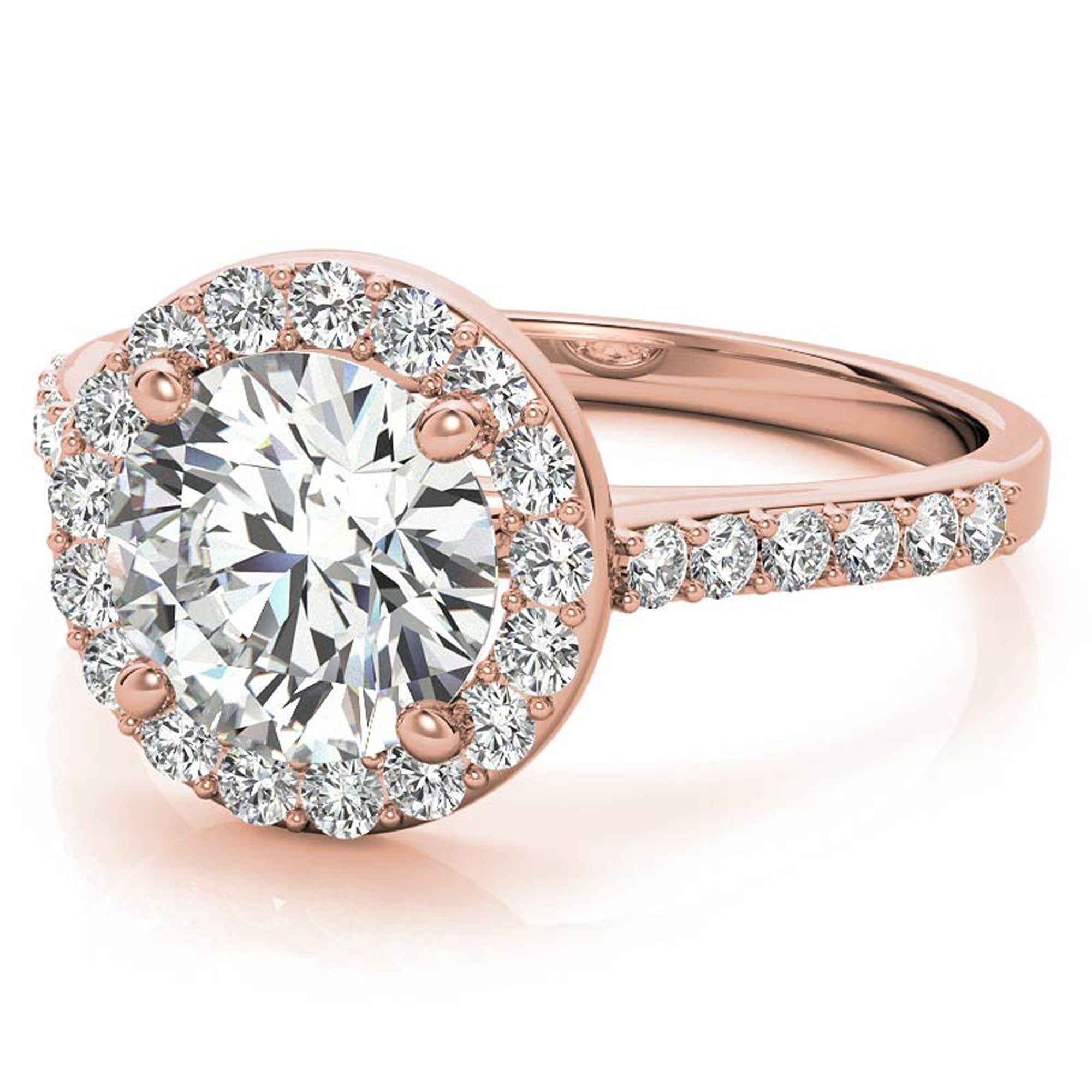 Stunning Rose Gold Plated Halo Diamond Ring
