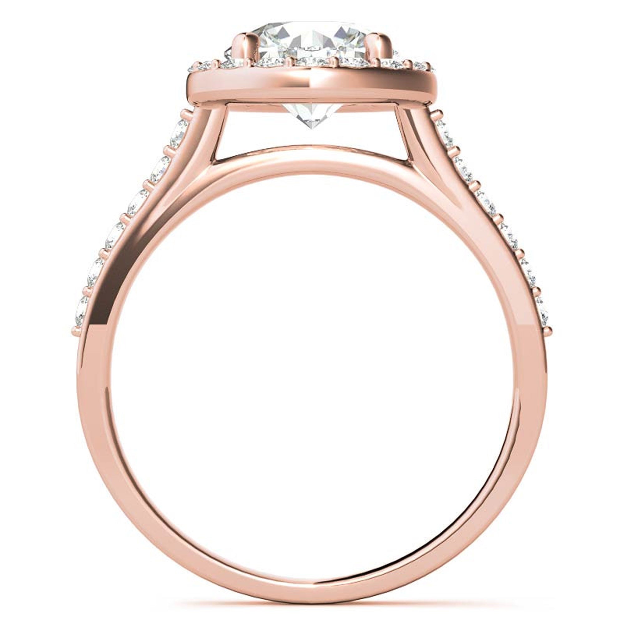 Stunning Rose Gold Plated Halo Diamond Ring