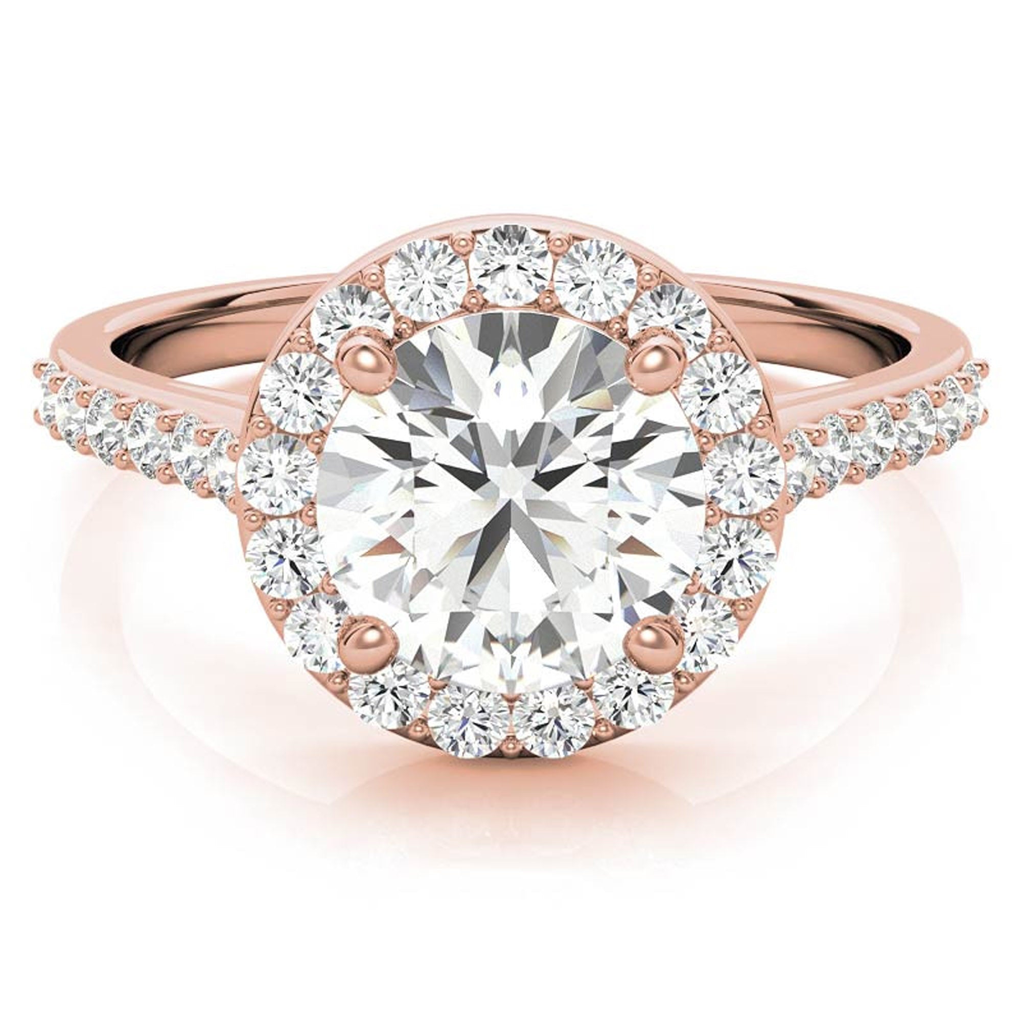 Stunning Rose Gold Plated Halo Diamond Ring