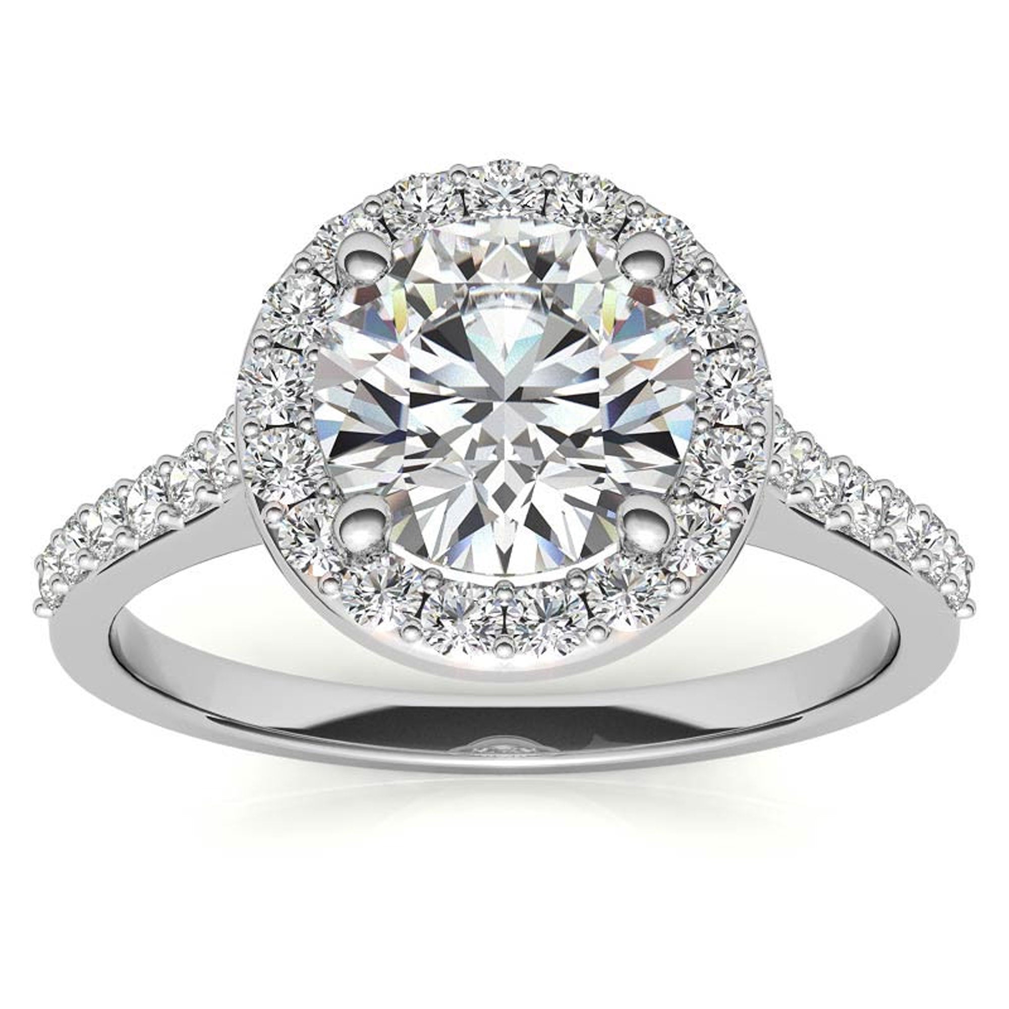 Stunning White Gold Plated Halo Diamond Ring