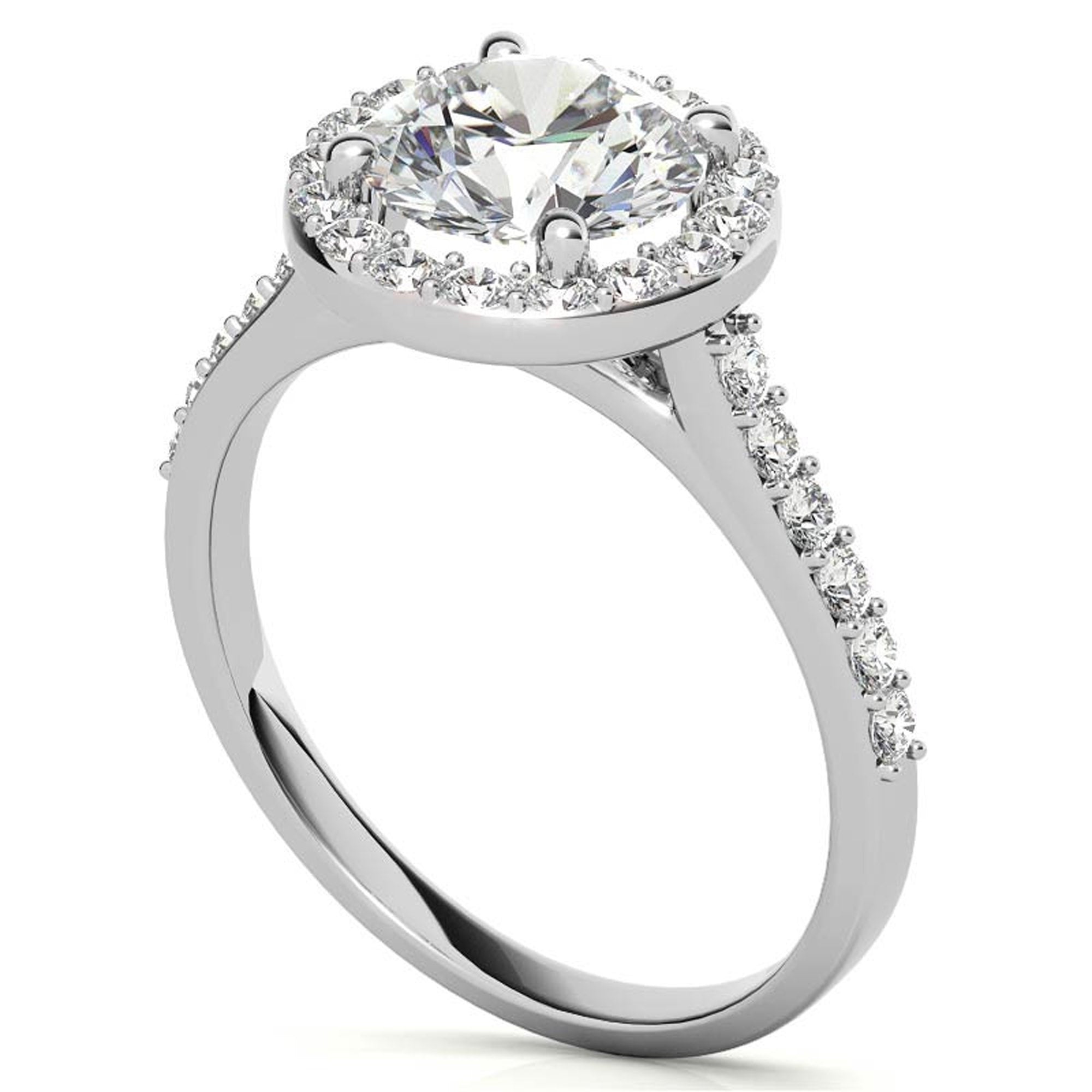 Stunning White Gold Plated Halo Diamond Ring