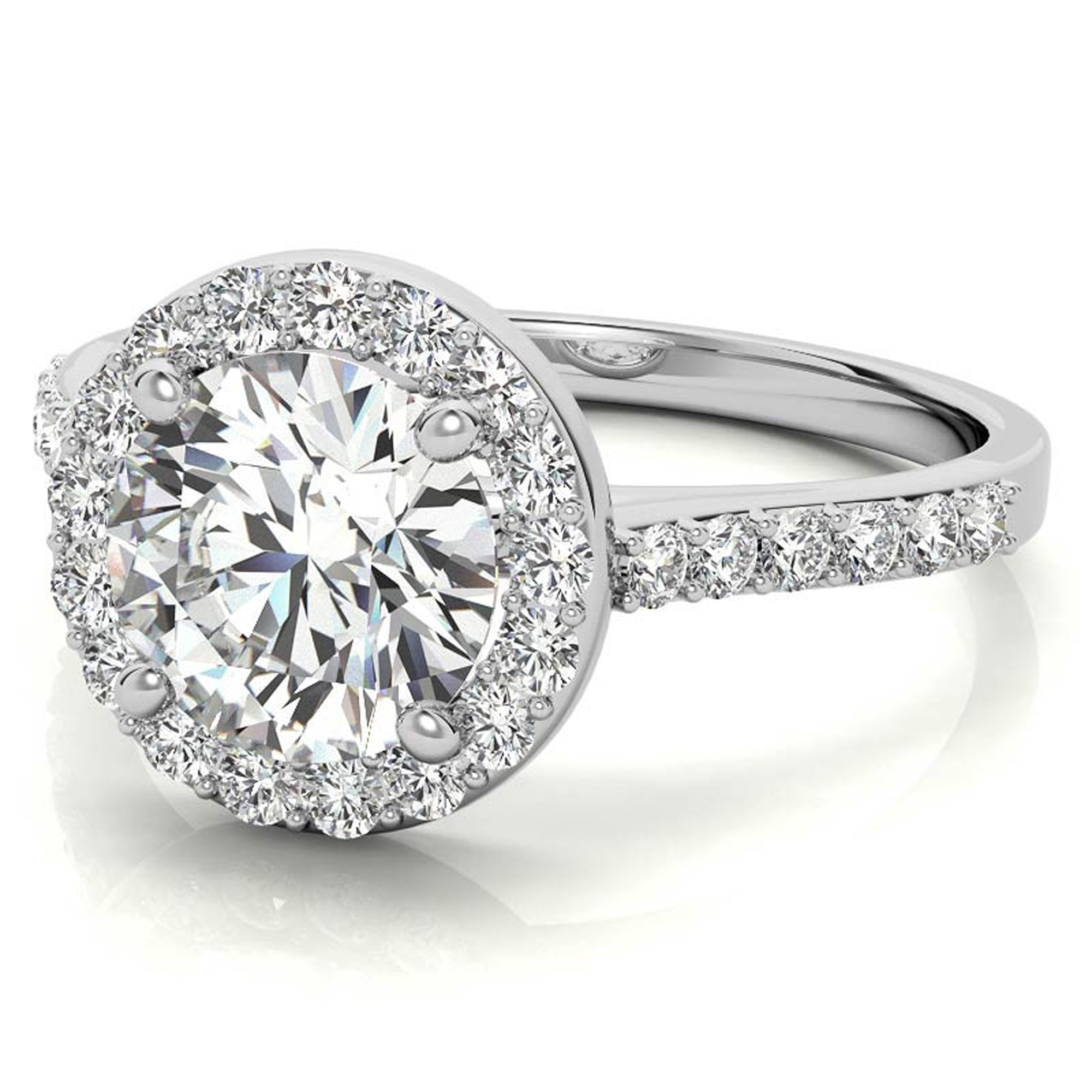 Stunning White Gold Plated Halo Diamond Ring