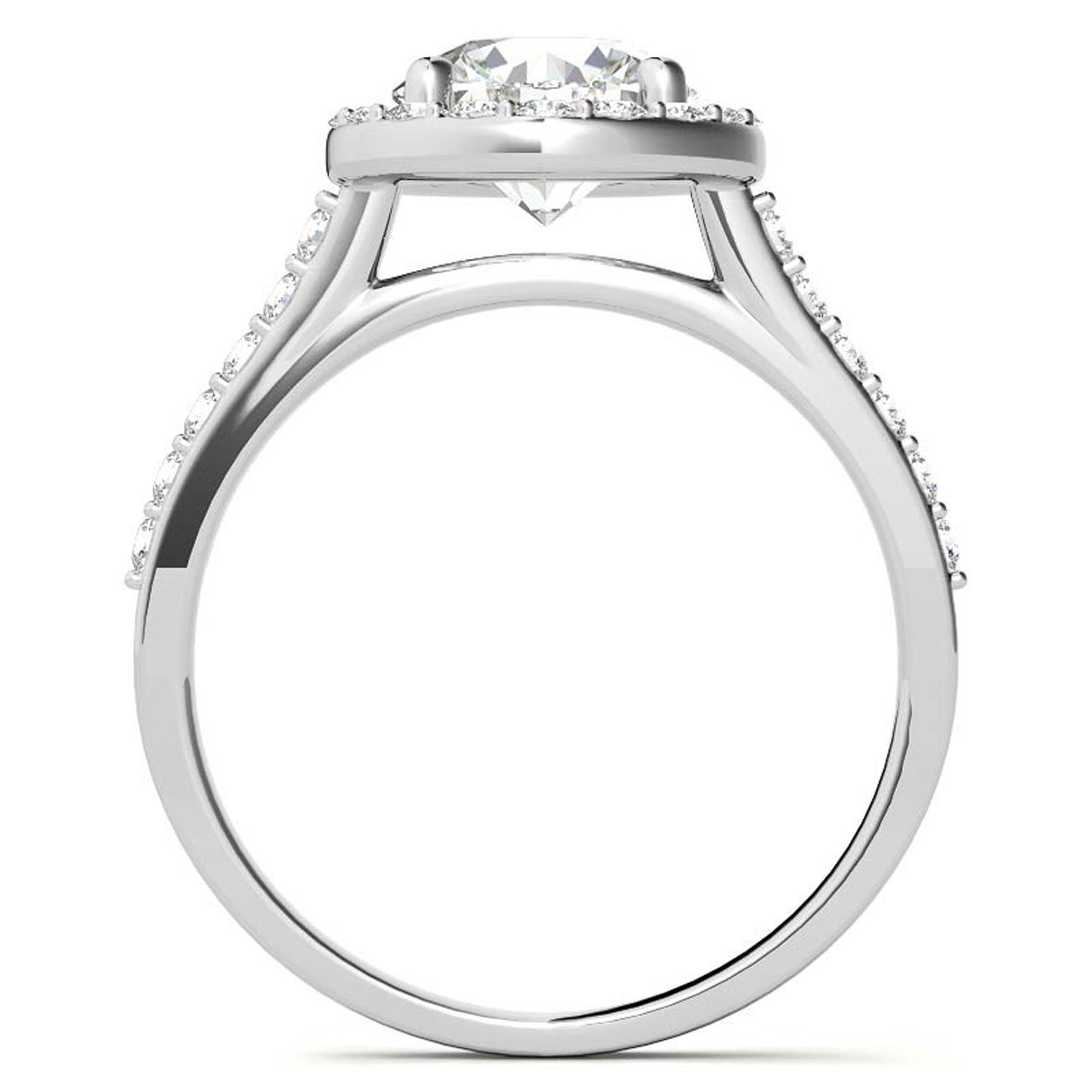Stunning White Gold Plated Halo Diamond Ring