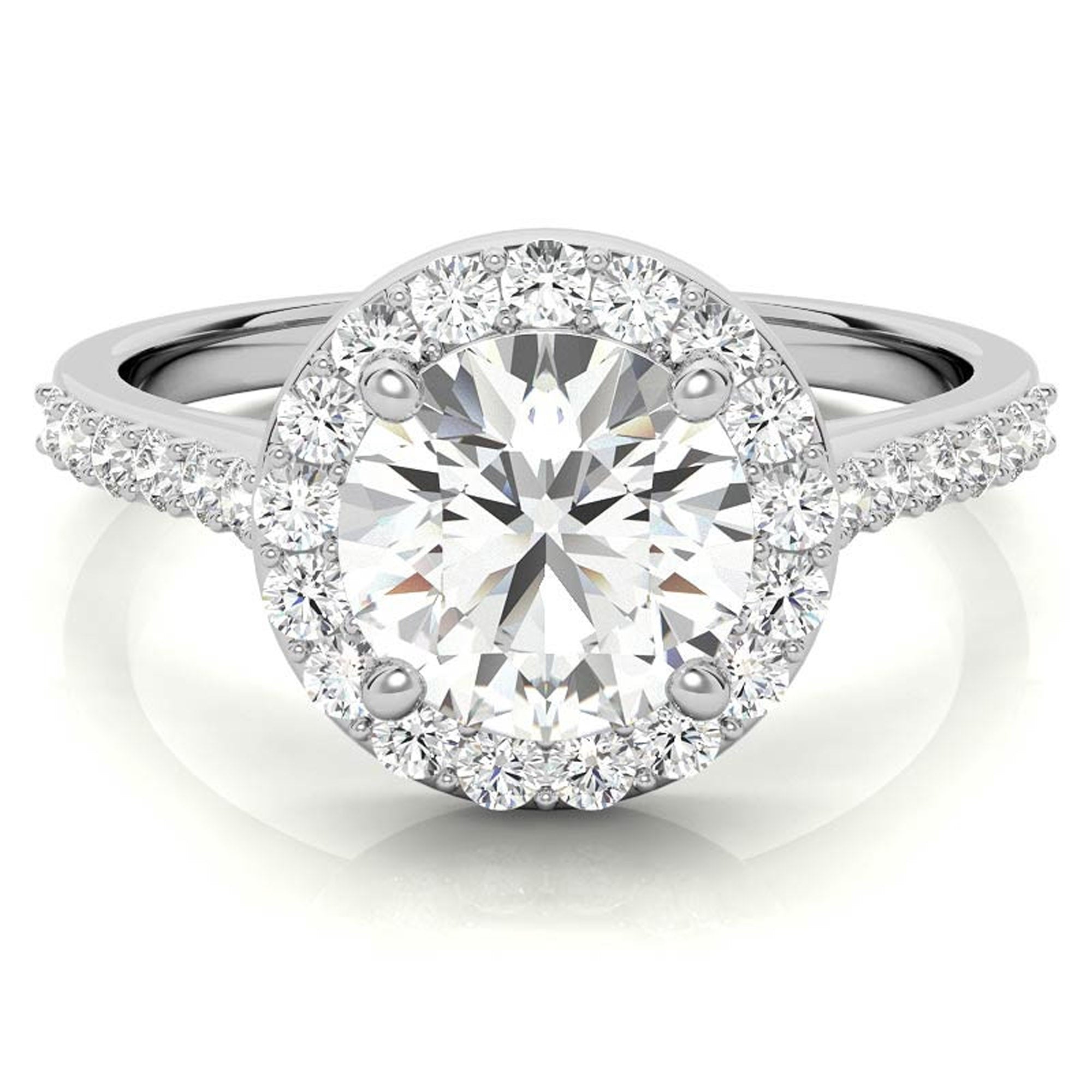 Stunning White Gold Plated Halo Diamond Ring