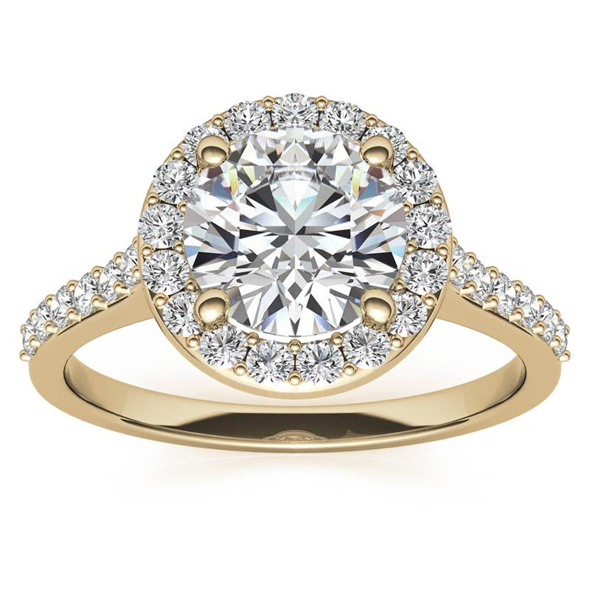 Stunning Yellow Gold Plated Halo Diamond Ring