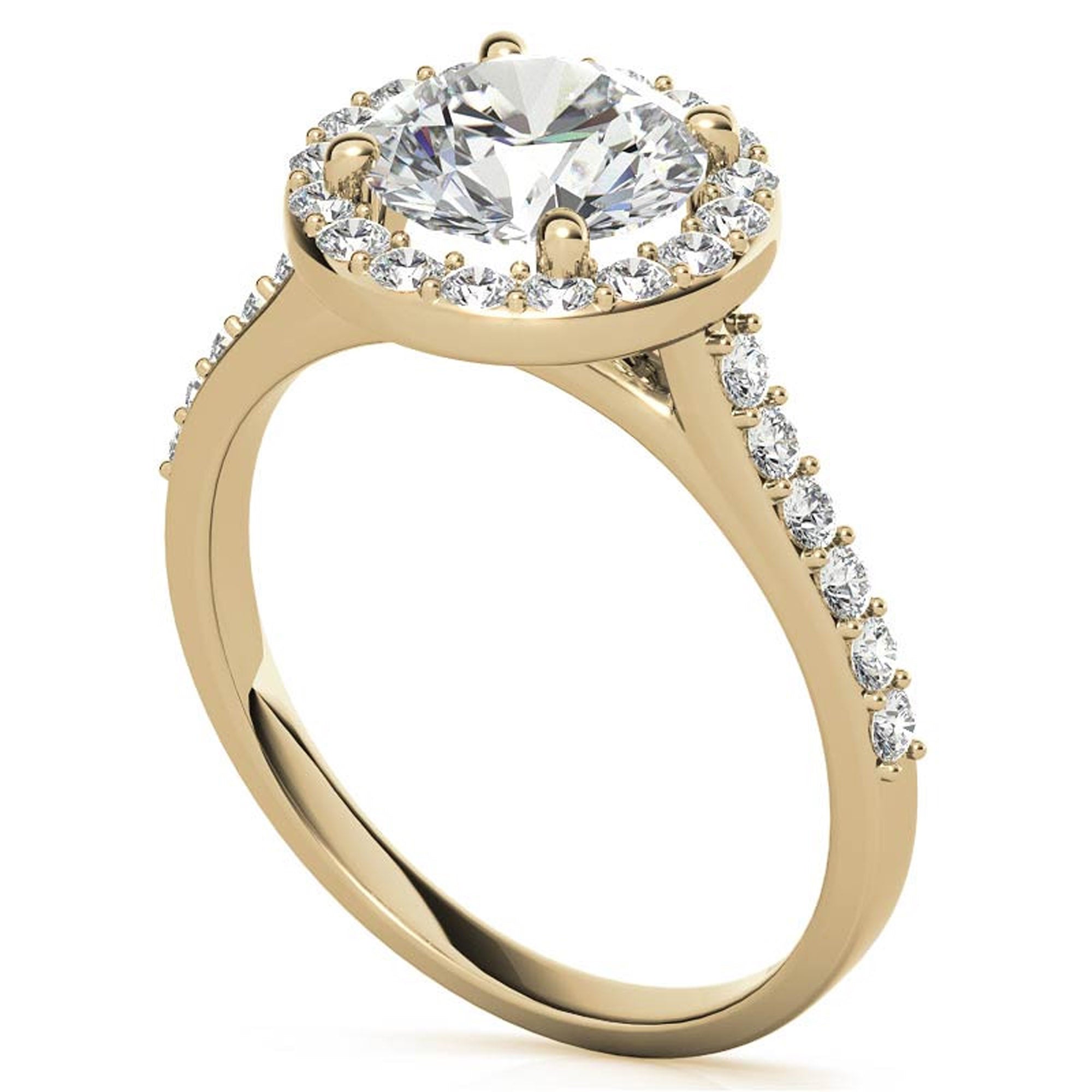 Stunning Yellow Gold Plated Halo Diamond Ring