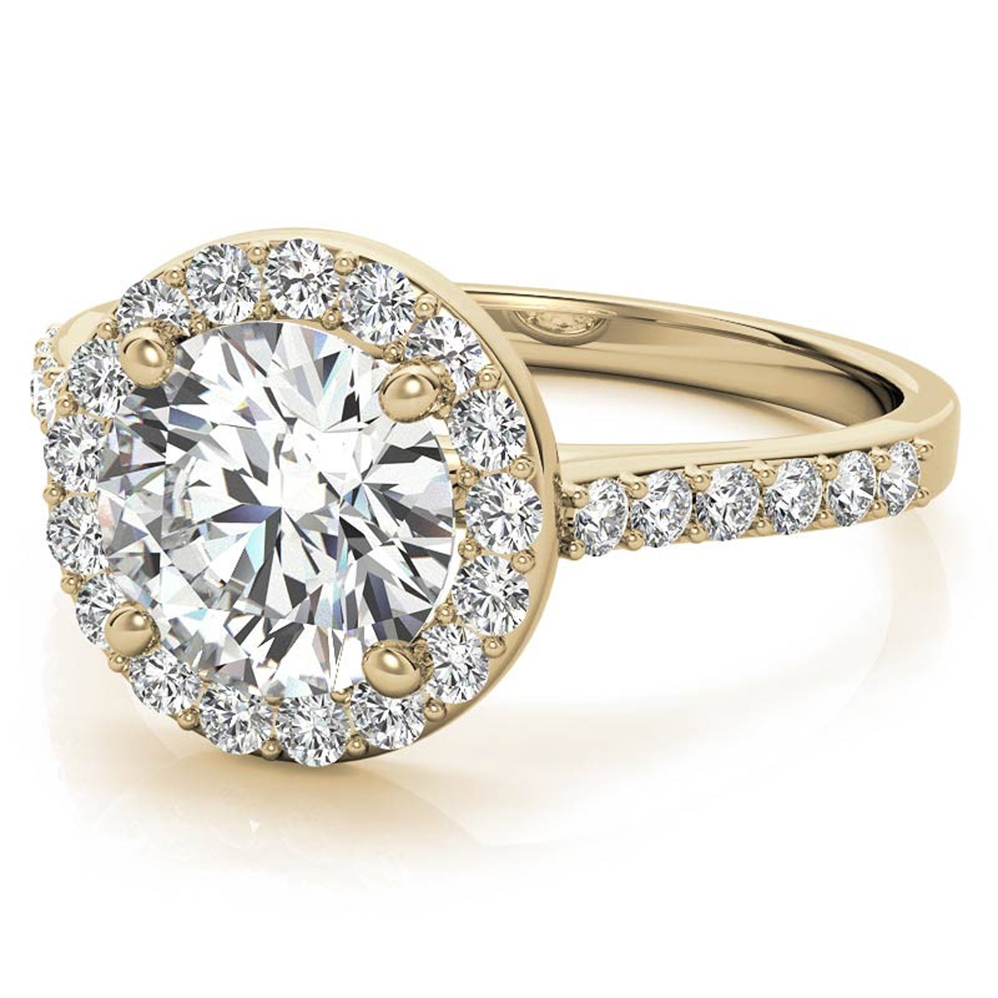 Stunning Yellow Gold Plated Halo Diamond Ring
