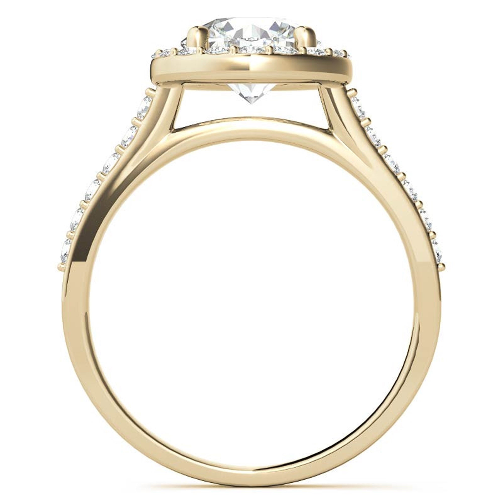 Stunning Yellow Gold Plated Halo Diamond Ring