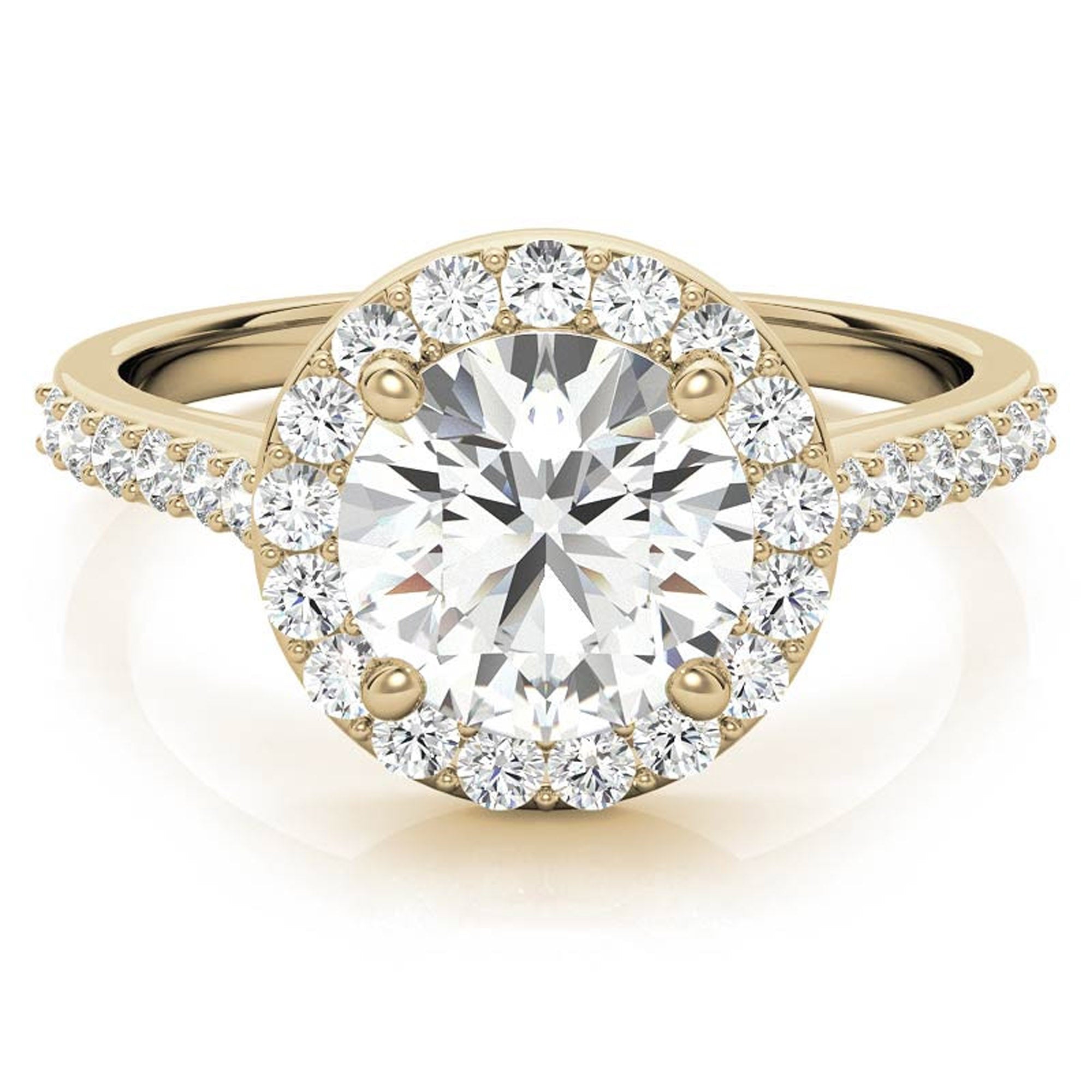 Stunning Yellow Gold Plated Halo Diamond Ring