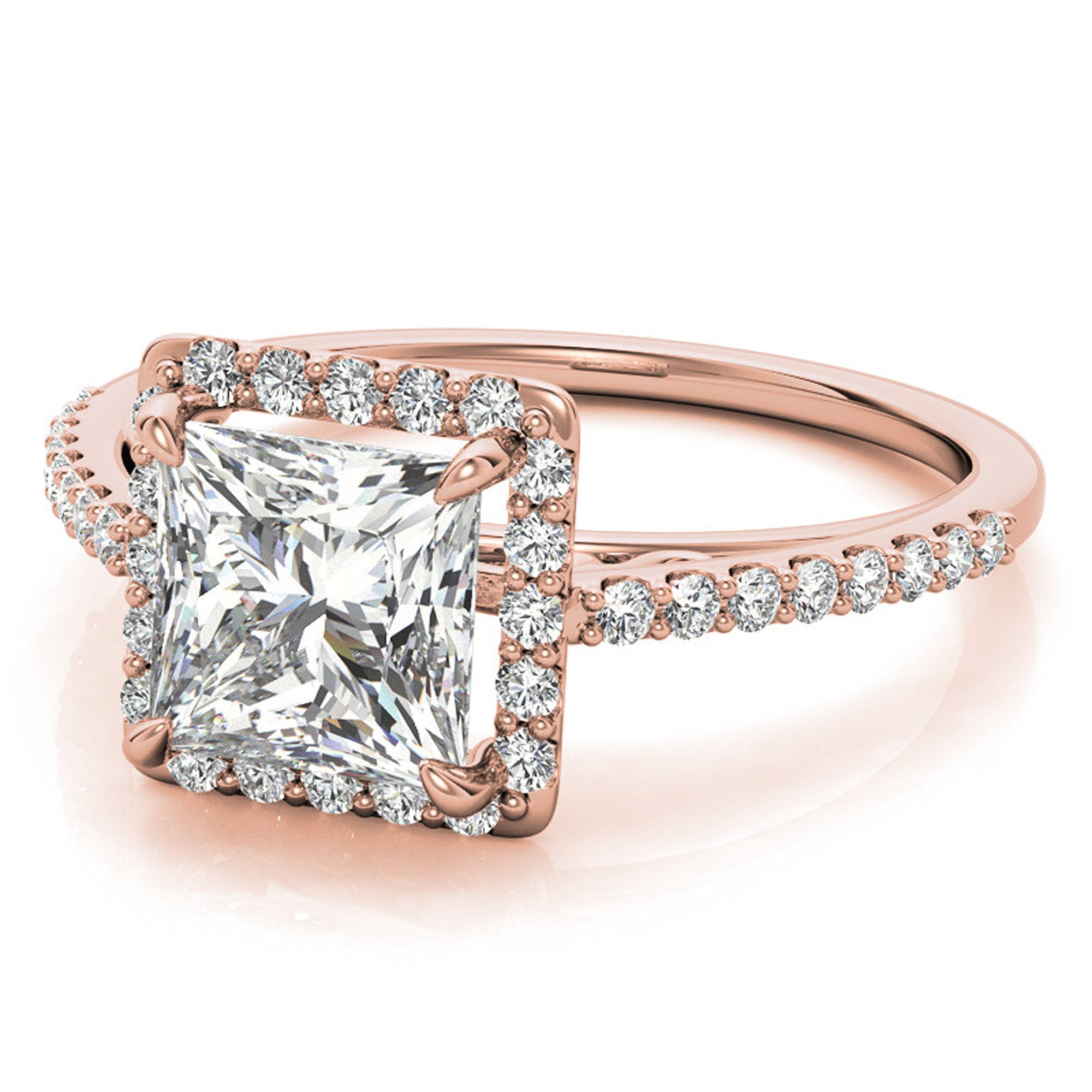 Sparkling Princess Cut Silver Ring