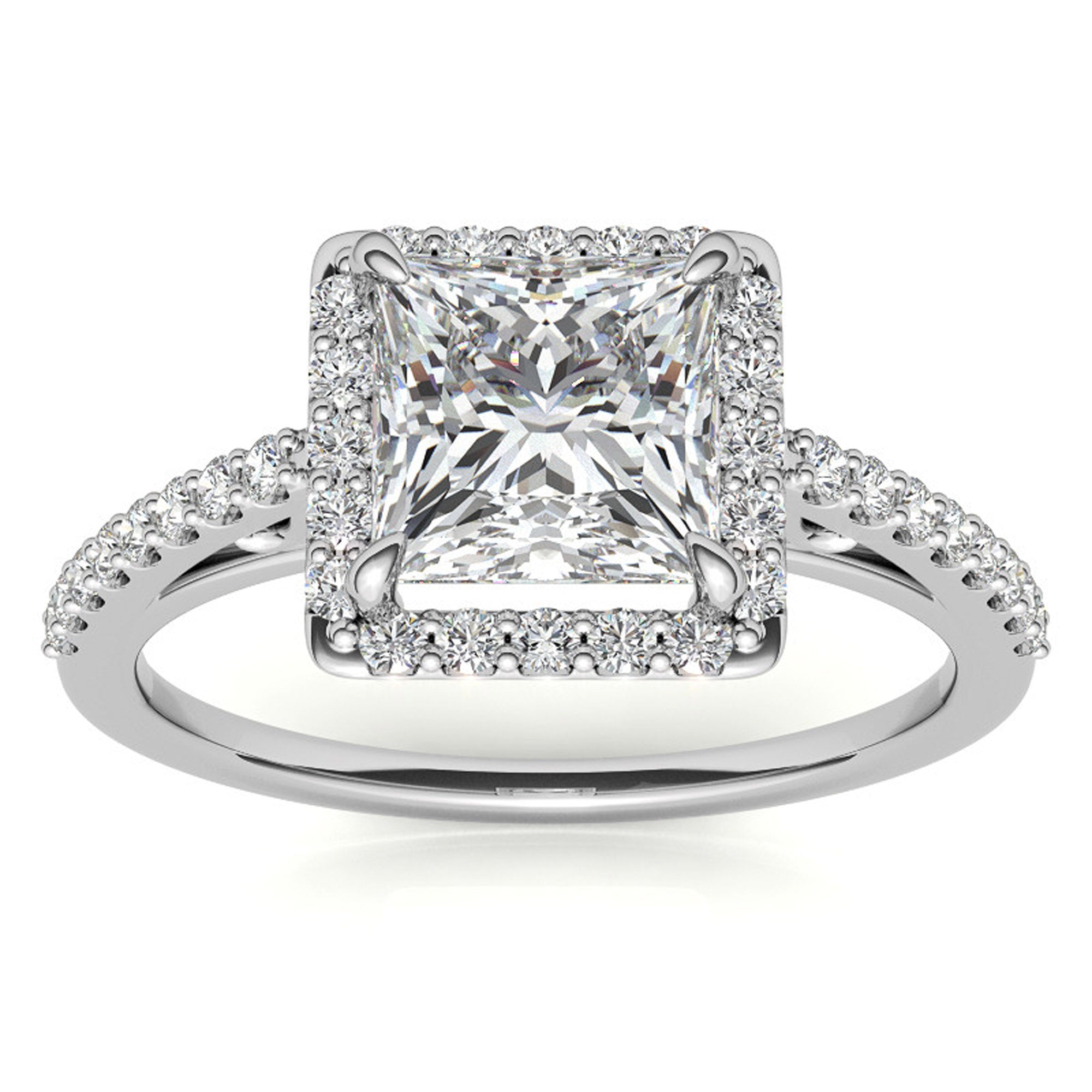 Sparkling Princess Cut Silver Ring