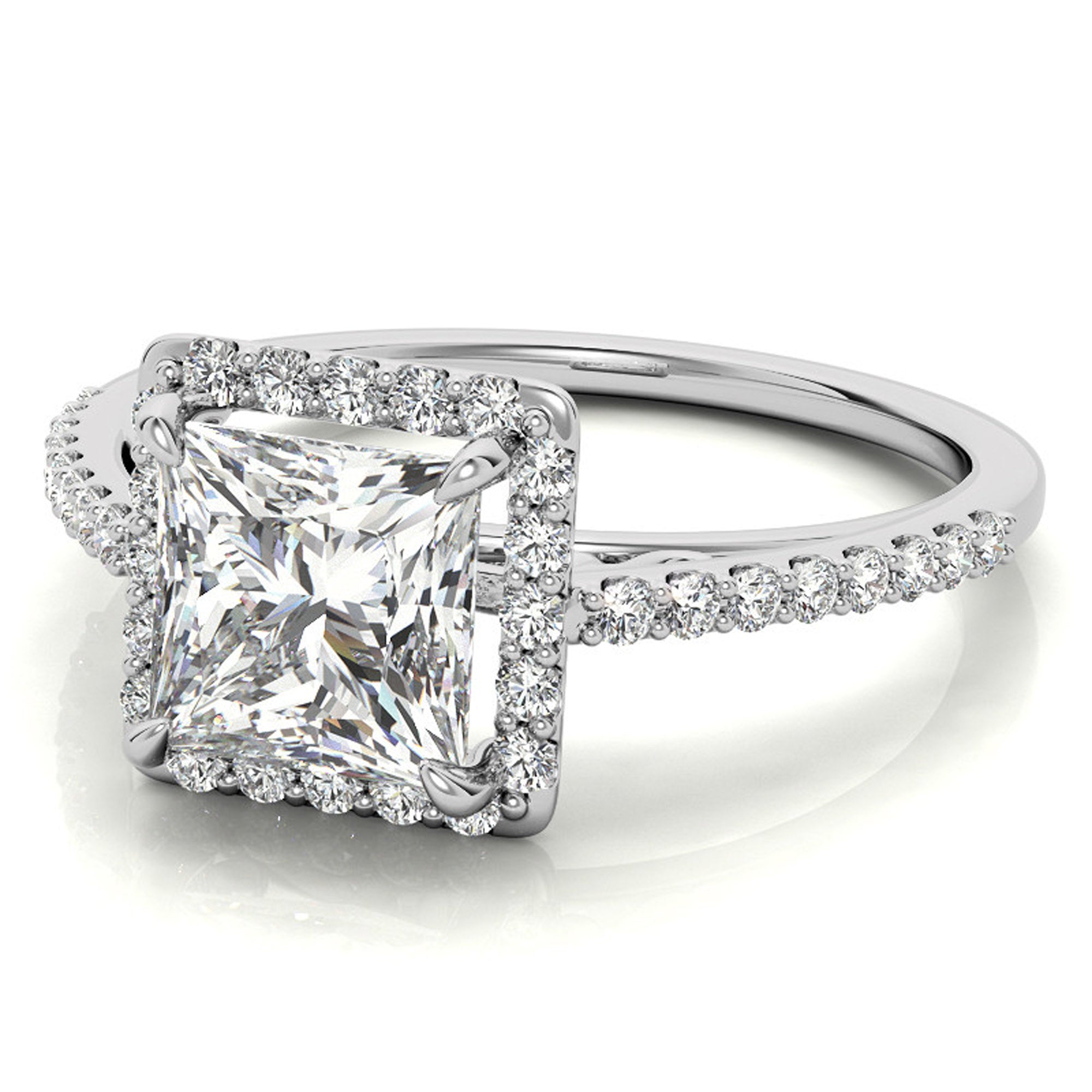 Sparkling Princess Cut Silver Ring