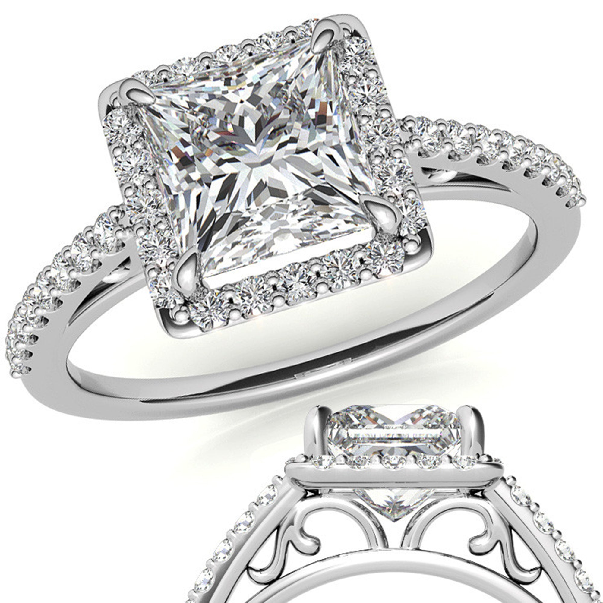 Sparkling Princess Cut Silver Ring