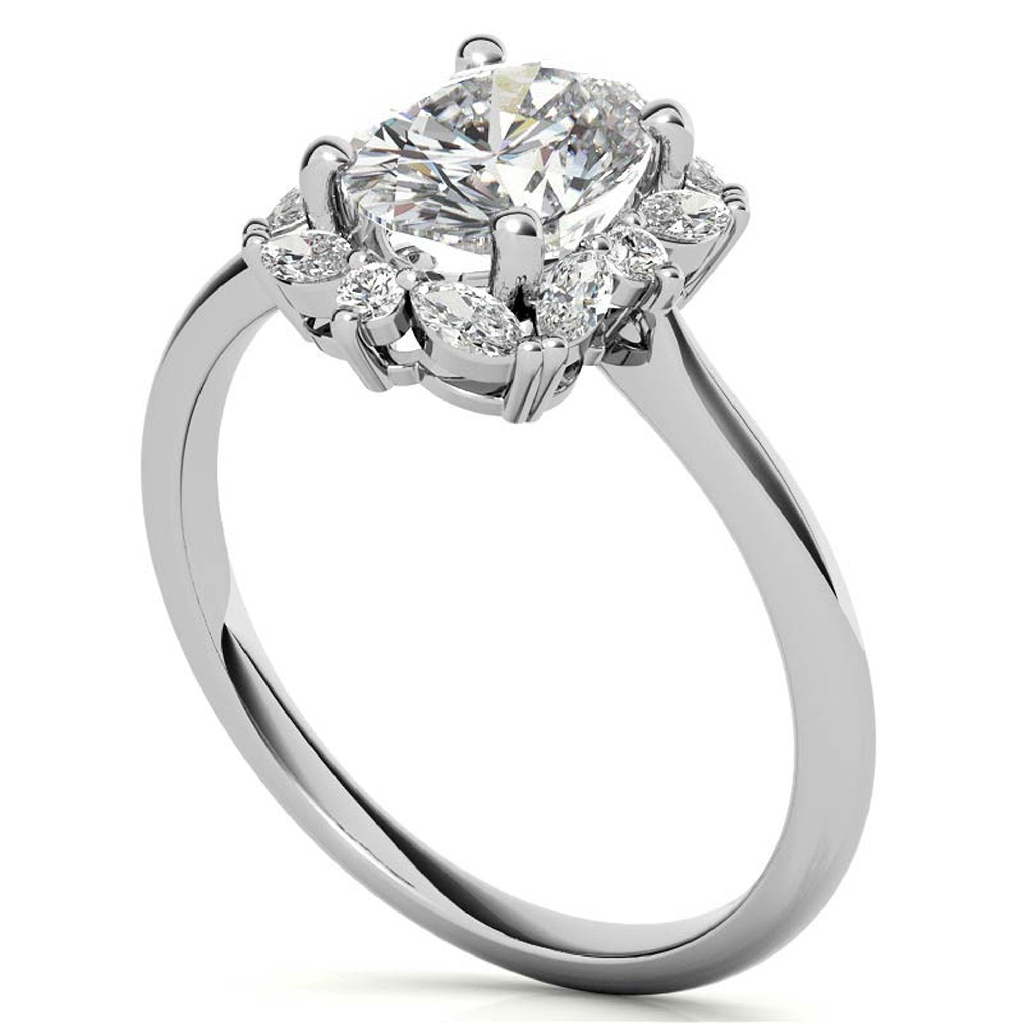 Silver Radiant Halo Ring