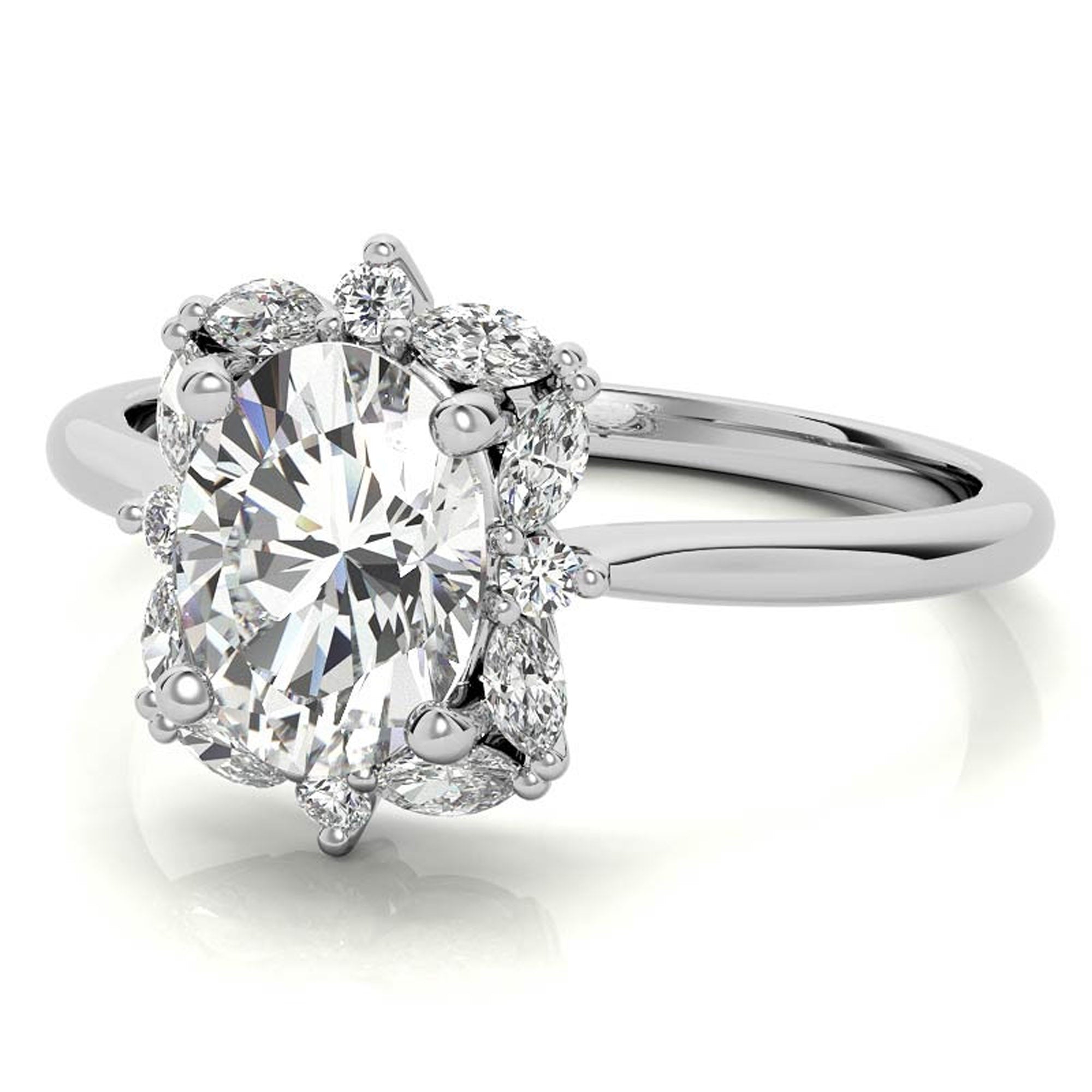 Silver Radiant Halo Ring