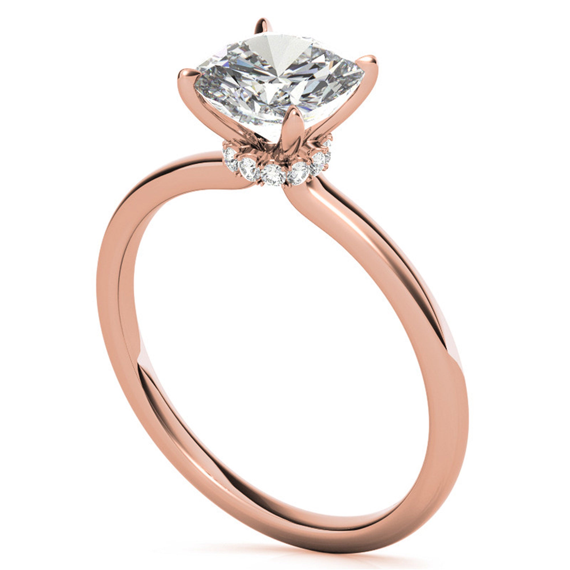 Cushion-Cut Rose Gold Adjustable Sterling Silver Elegant Solitaire Ring For Women