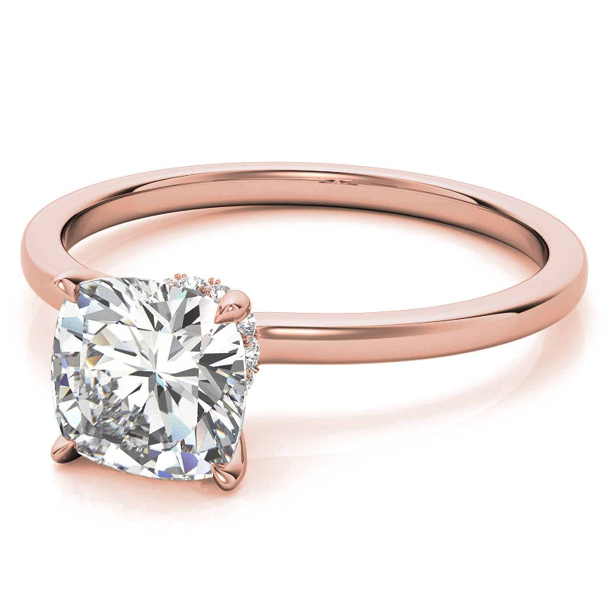 Cushion-Cut Rose Gold Adjustable Sterling Silver Elegant Solitaire Ring For Women