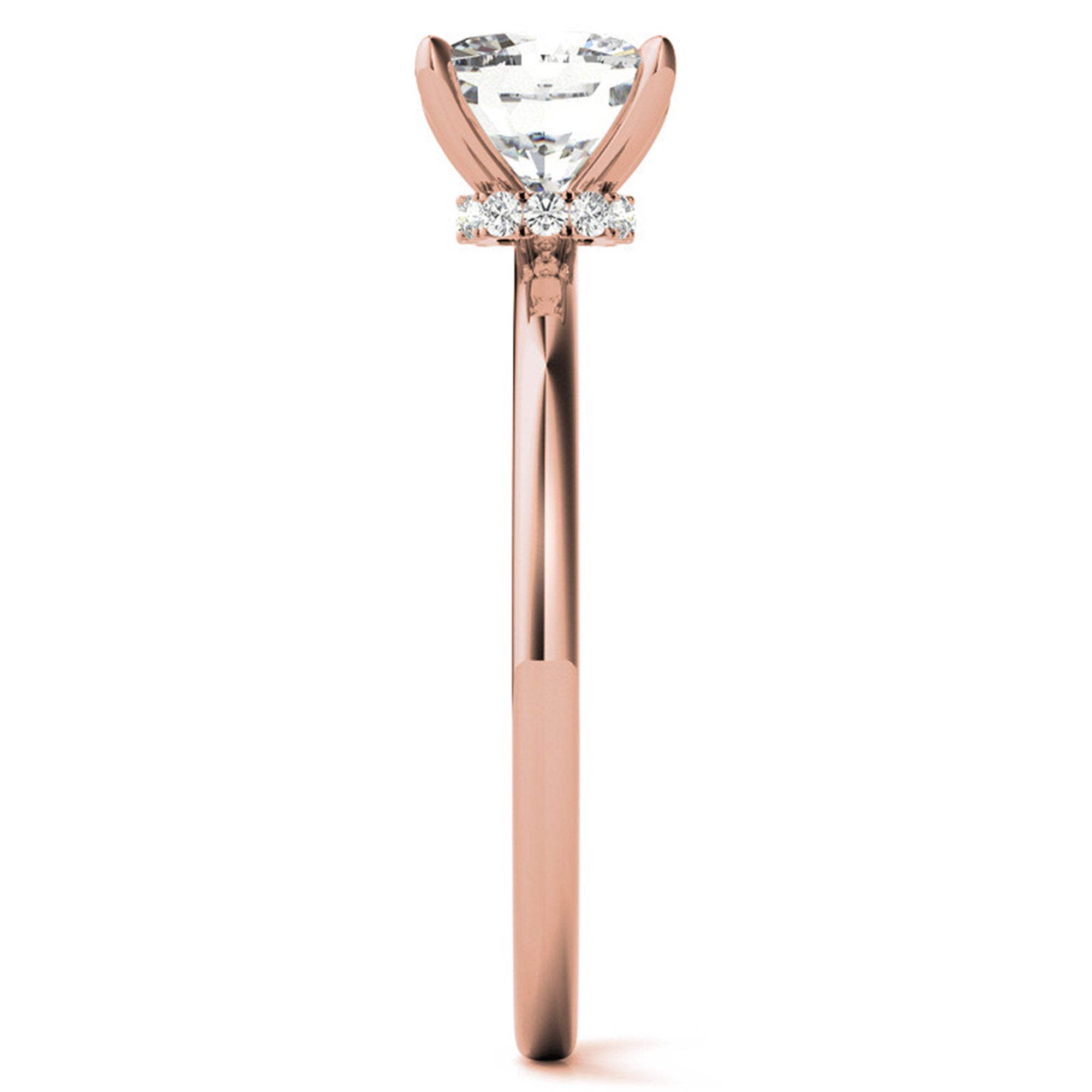 Cushion-Cut Rose Gold Adjustable Sterling Silver Elegant Solitaire Ring For Women