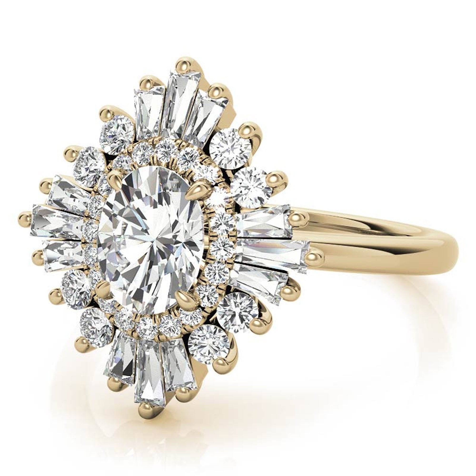 Stunning Adjustable Floral Halo Ring in Yellow Gold Plated Sterling Silver Ring for Women