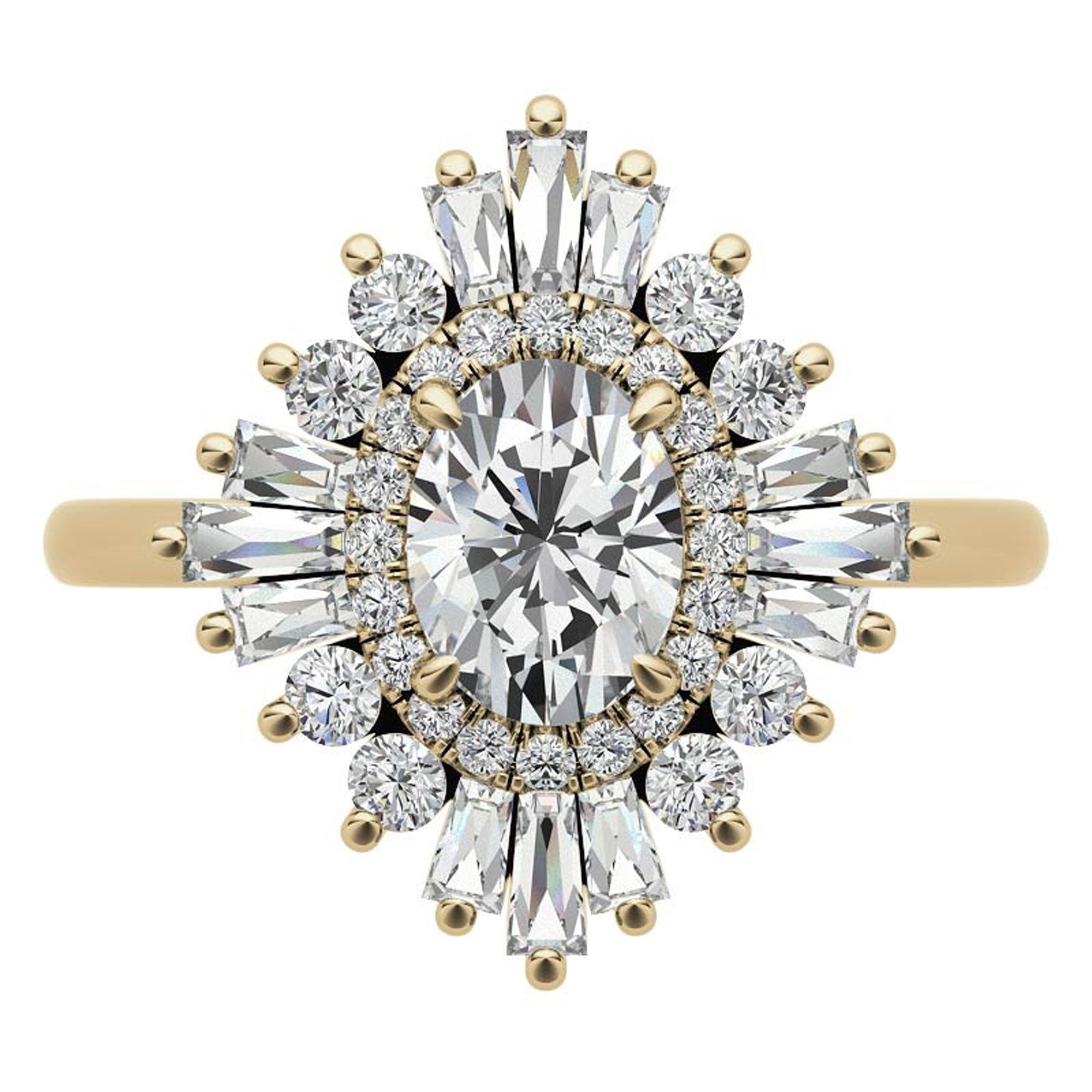 Stunning Adjustable Floral Halo Ring in Yellow Gold Plated Sterling Silver Ring for Women