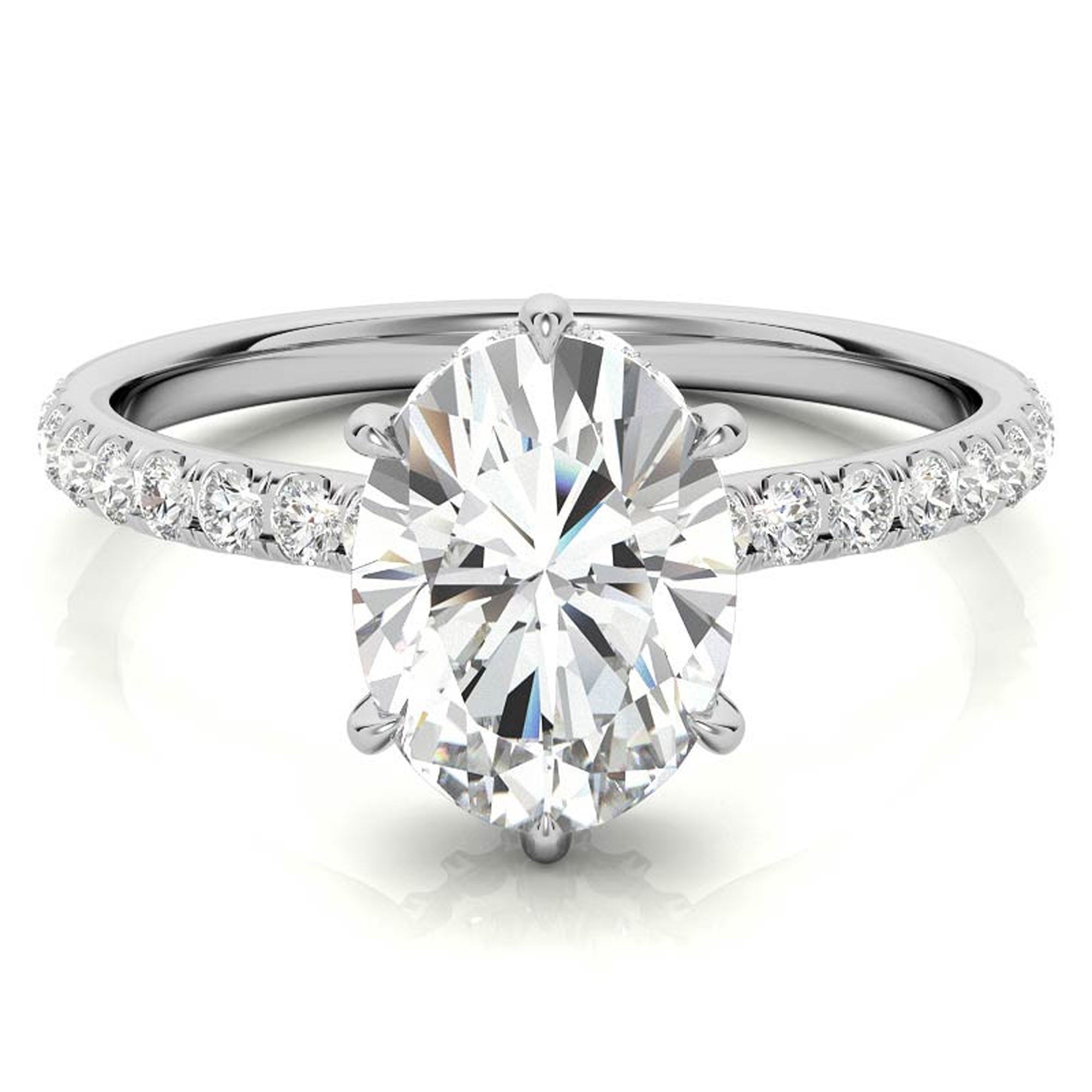 Stunning Adjustable Stackable Oval Ring - Sterling Silver with Elegant White Gold Plating