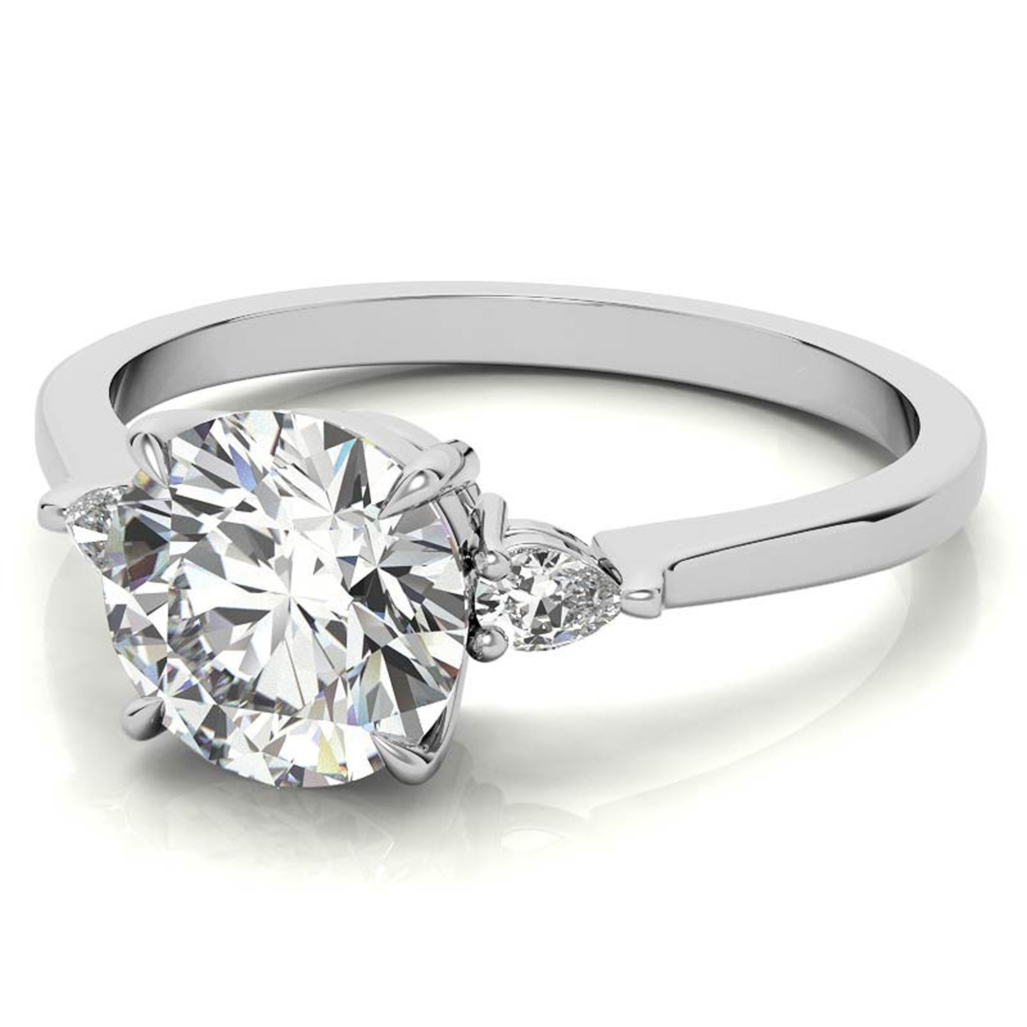 Elegant Round and Pear Cut Diamond Ring