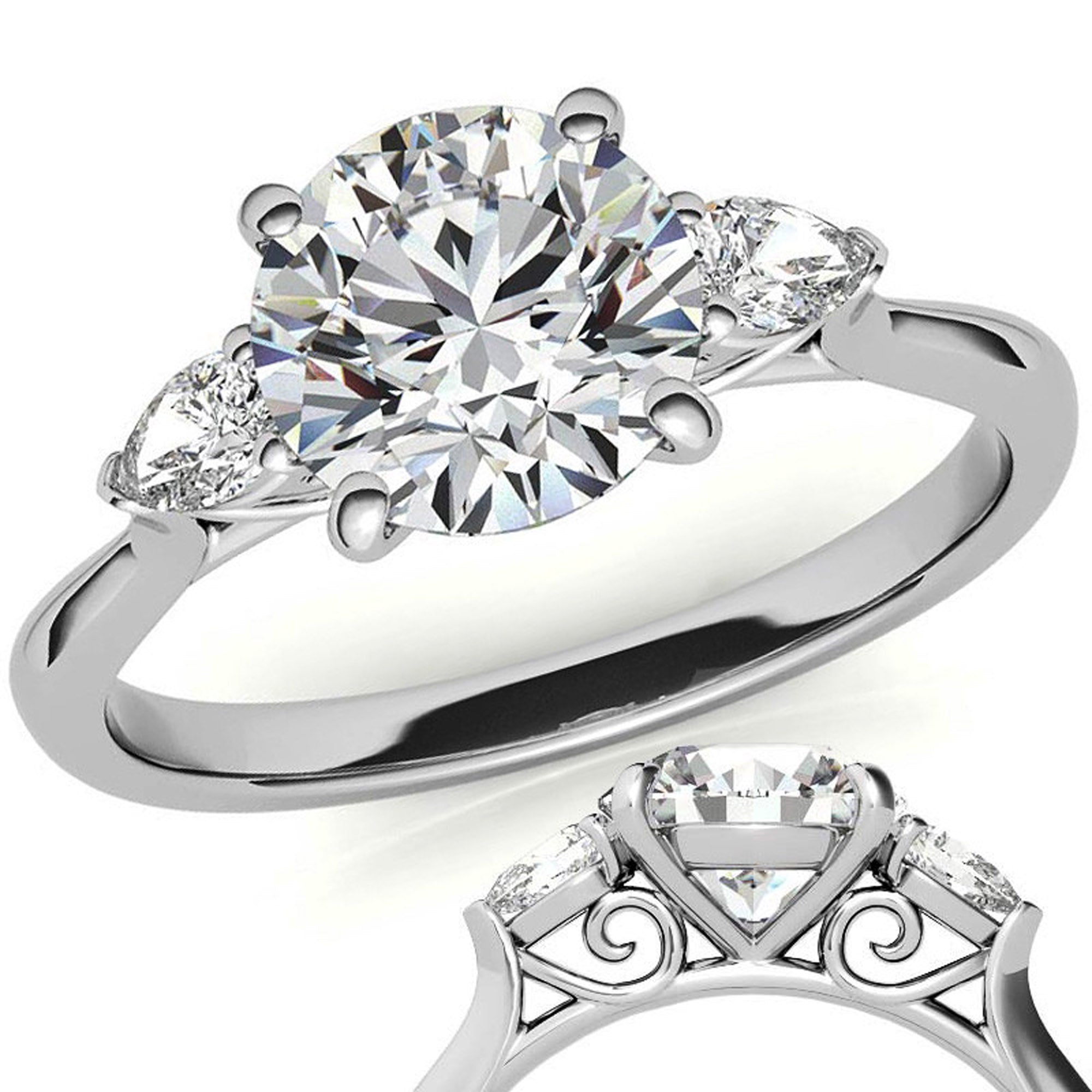 White Gold Three Stone Ring