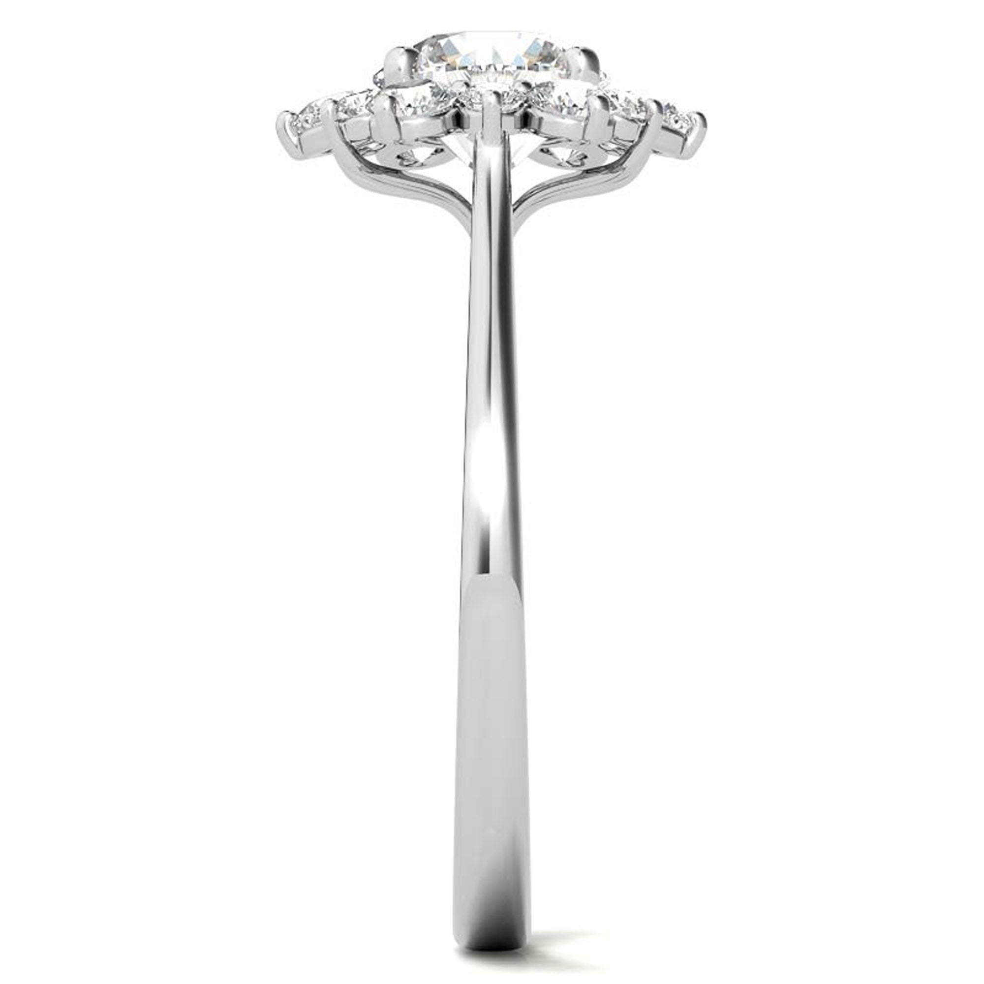 Sterling Silver Halo Flower Ring for Women
