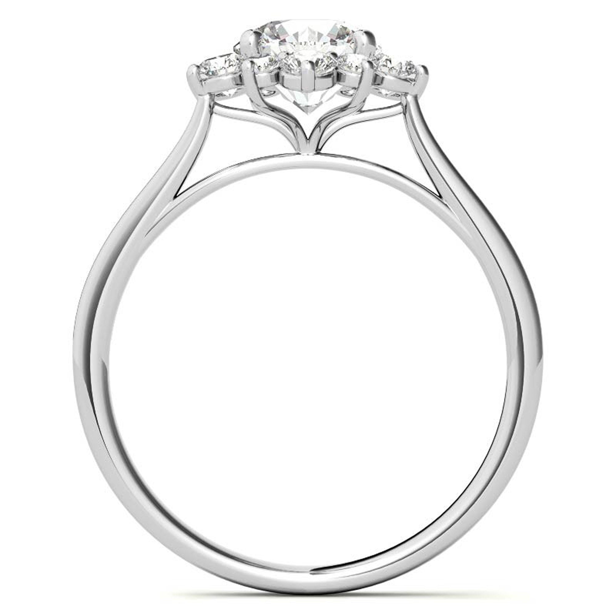 Sterling Silver Halo Flower Ring for Women