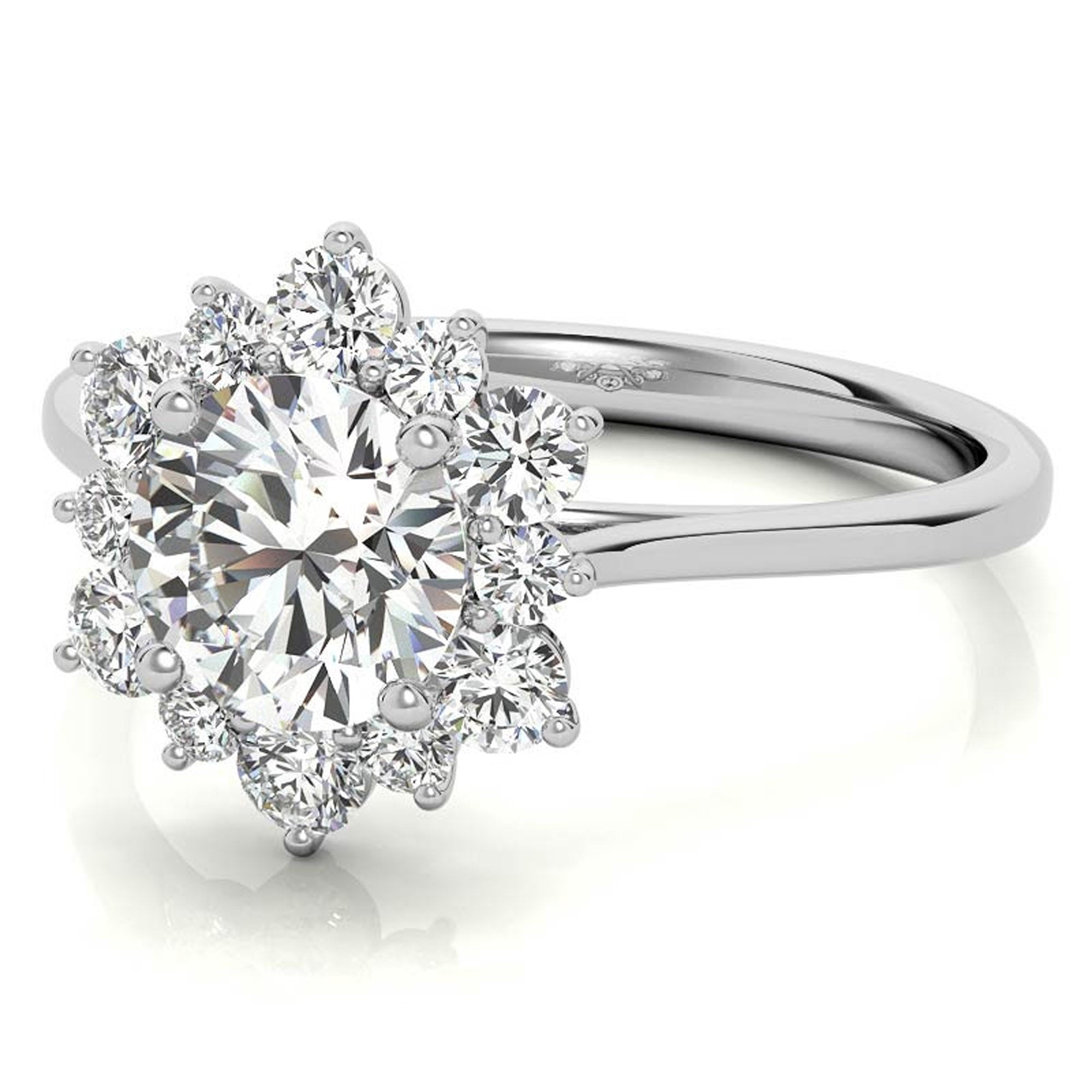 Sterling Silver Halo Flower Ring for Women