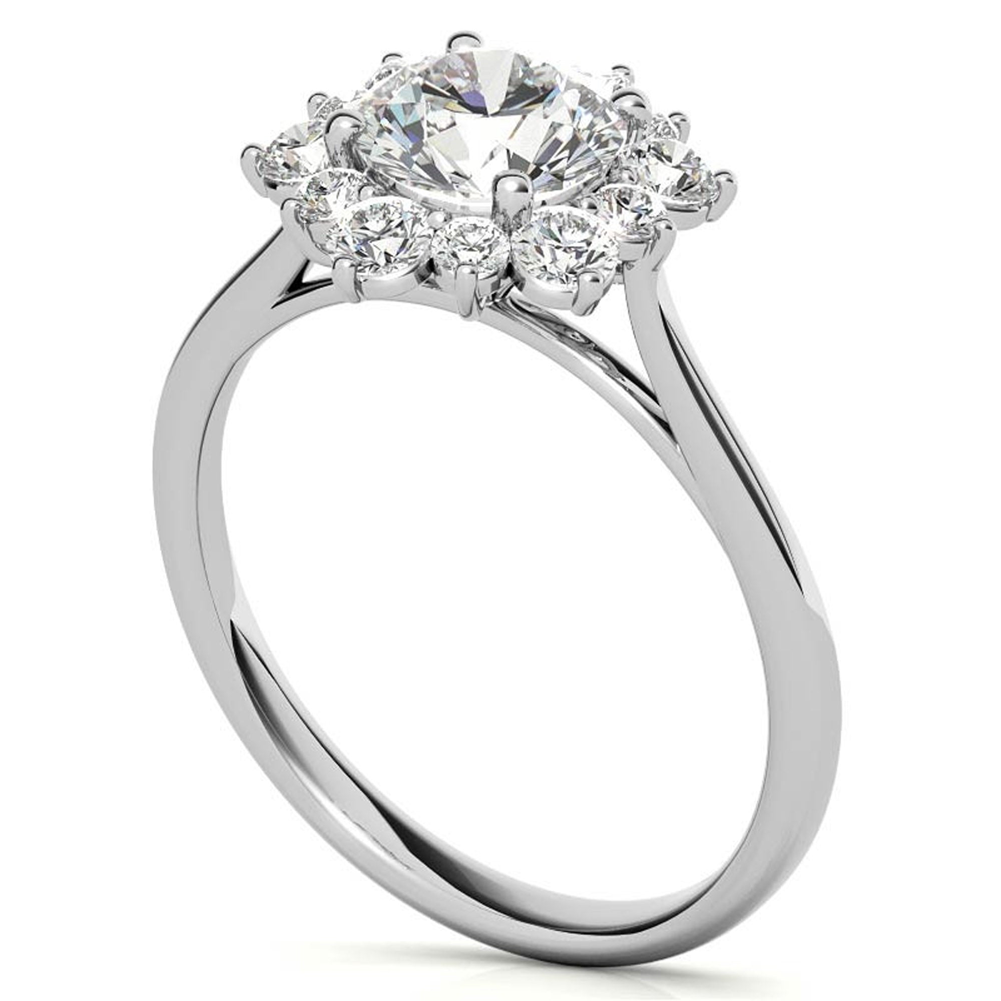 Sterling Silver Halo Flower Ring for Women