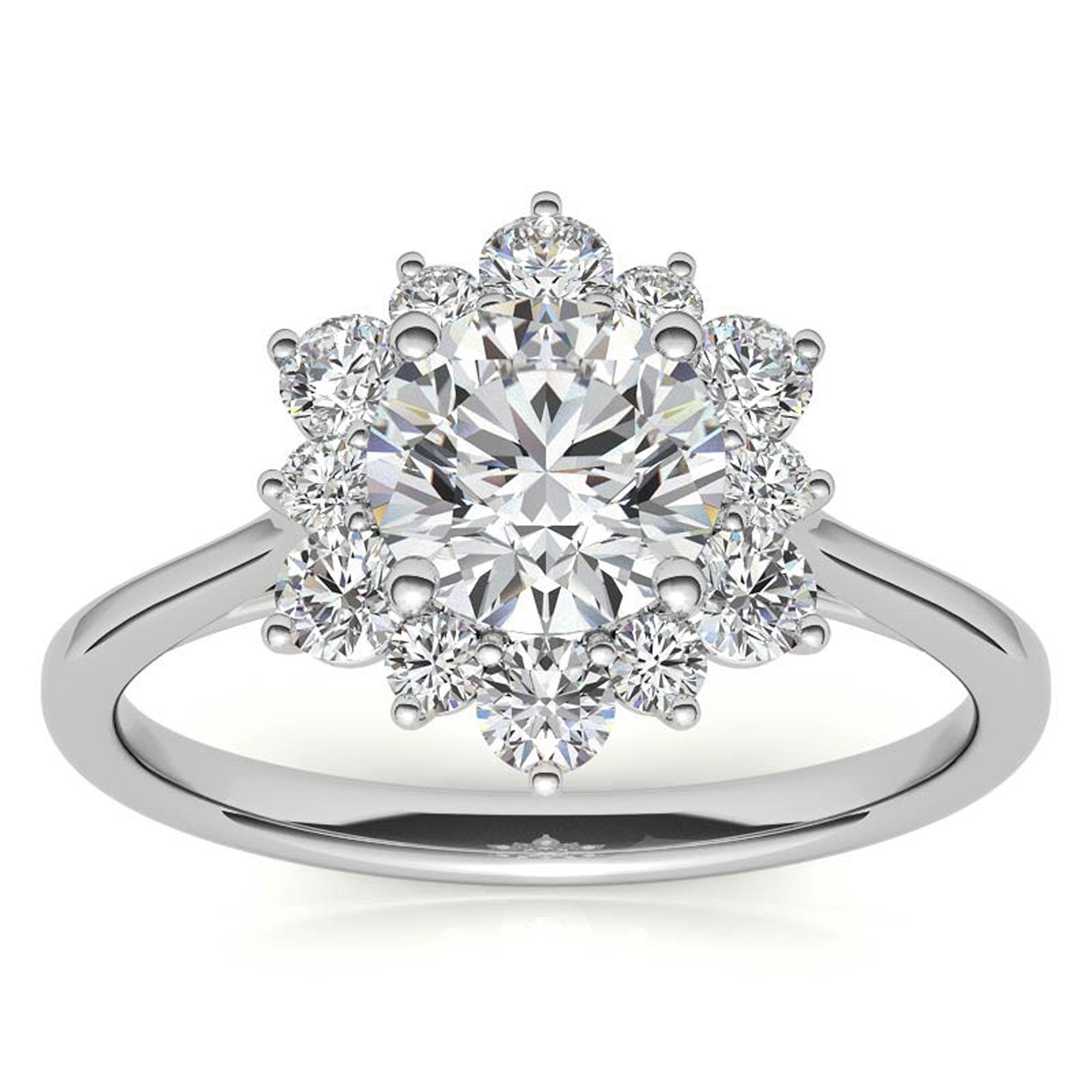 Sterling Silver Halo Flower Ring for Women