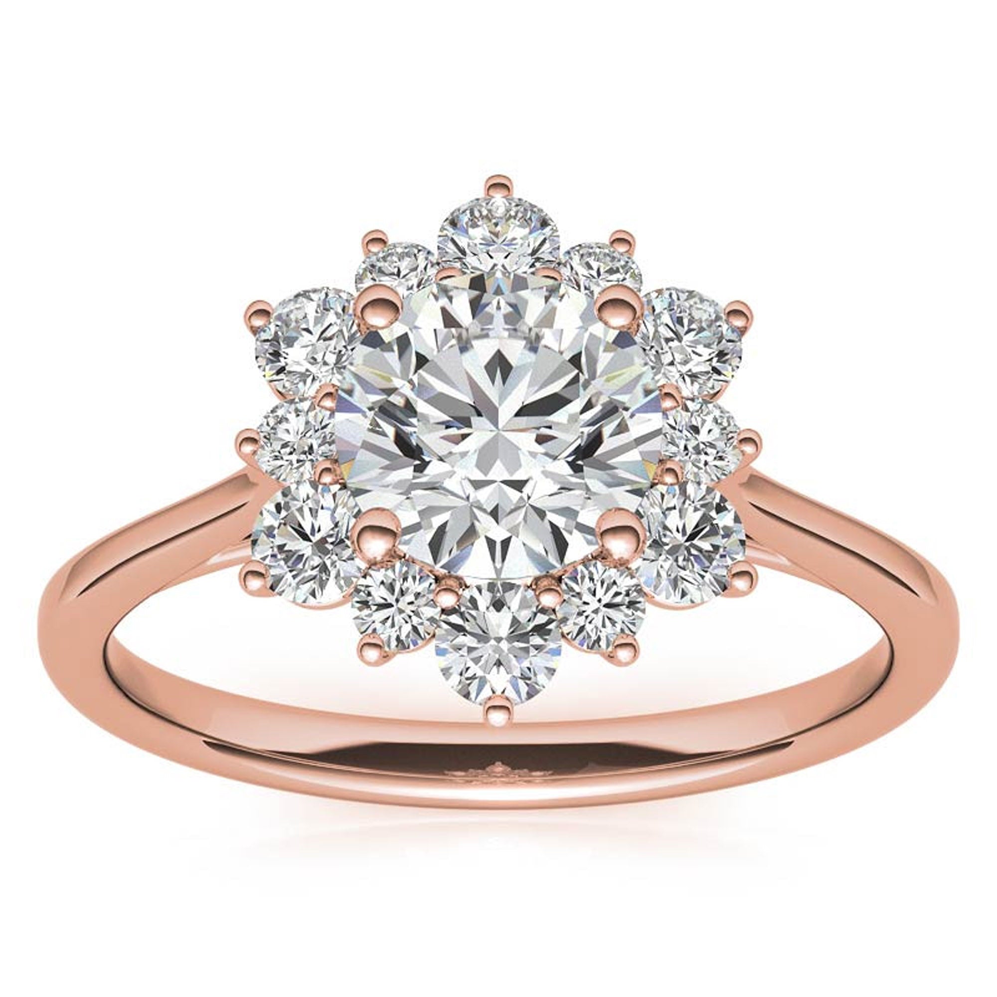 Sterling Silver Halo Flower Ring for Women