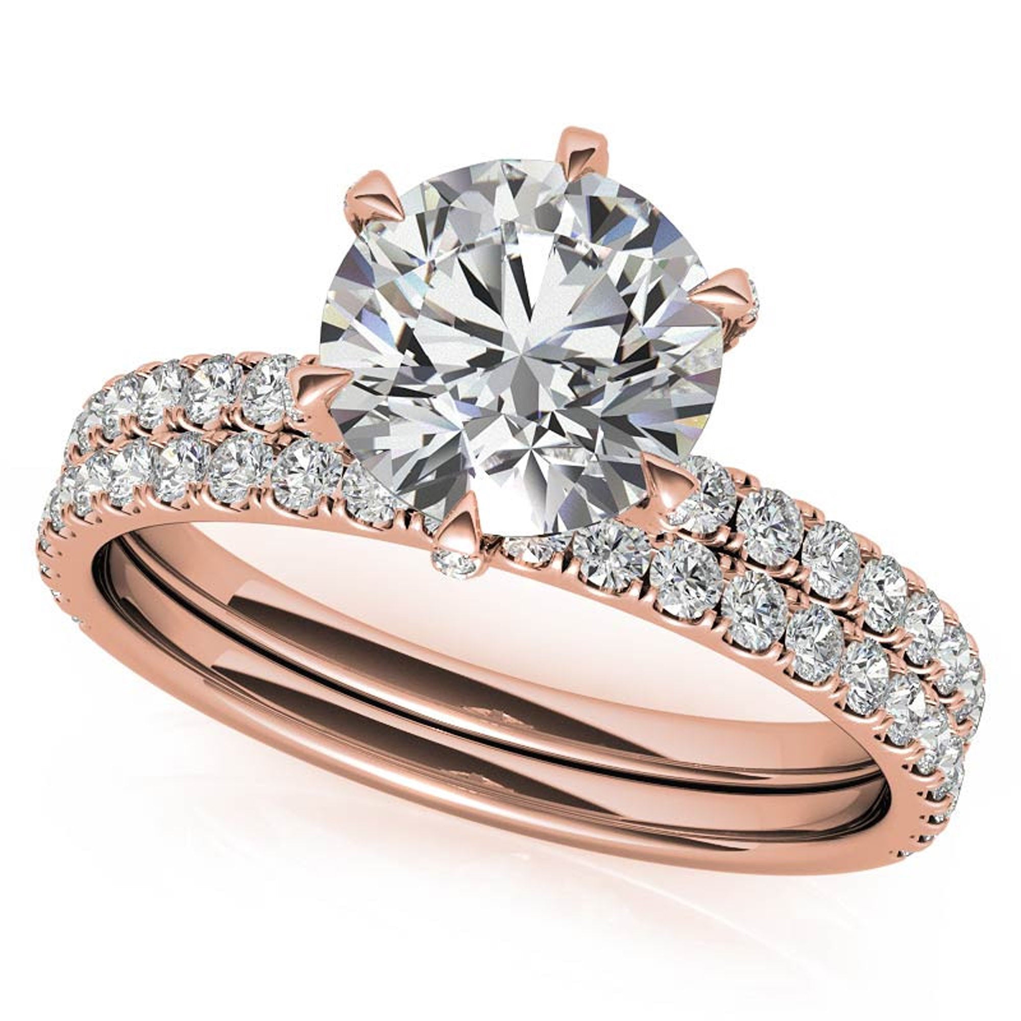 Rose Gold Plated Stackable Diamond Ring Set