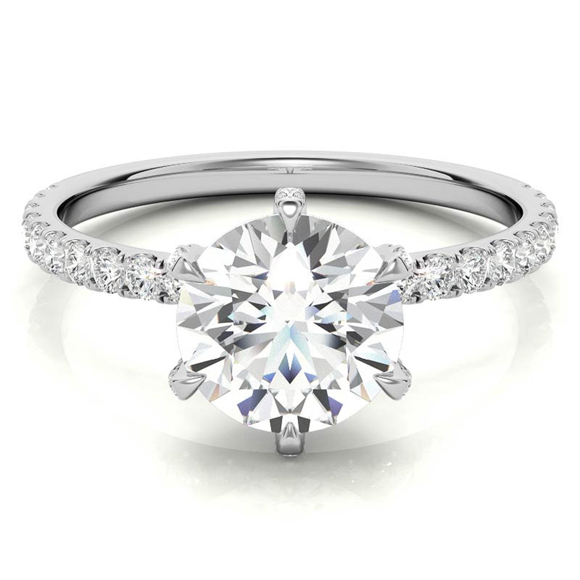 White Gold Plated Stackable Diamond Ring Set