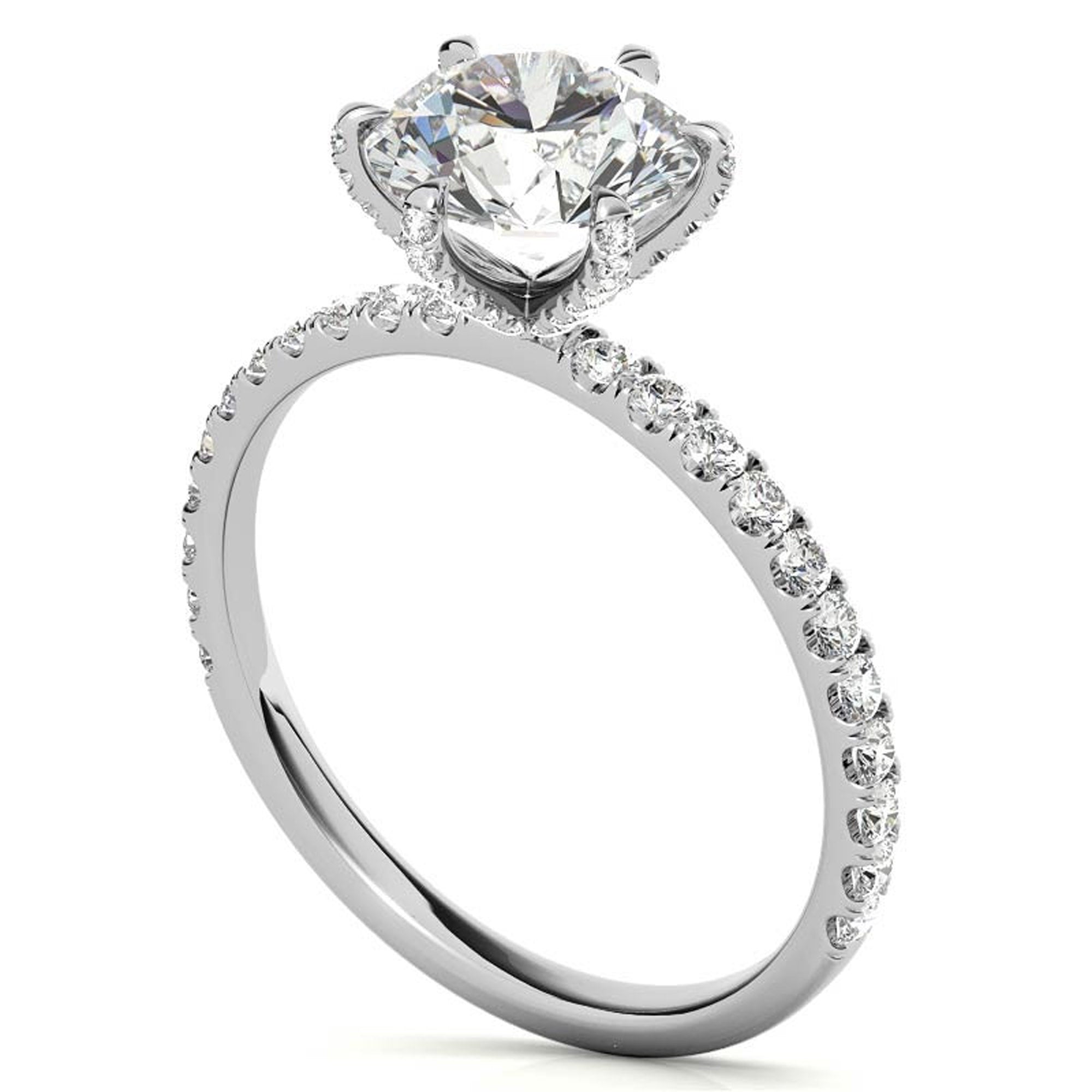 White Gold Plated Stackable Diamond Ring Set