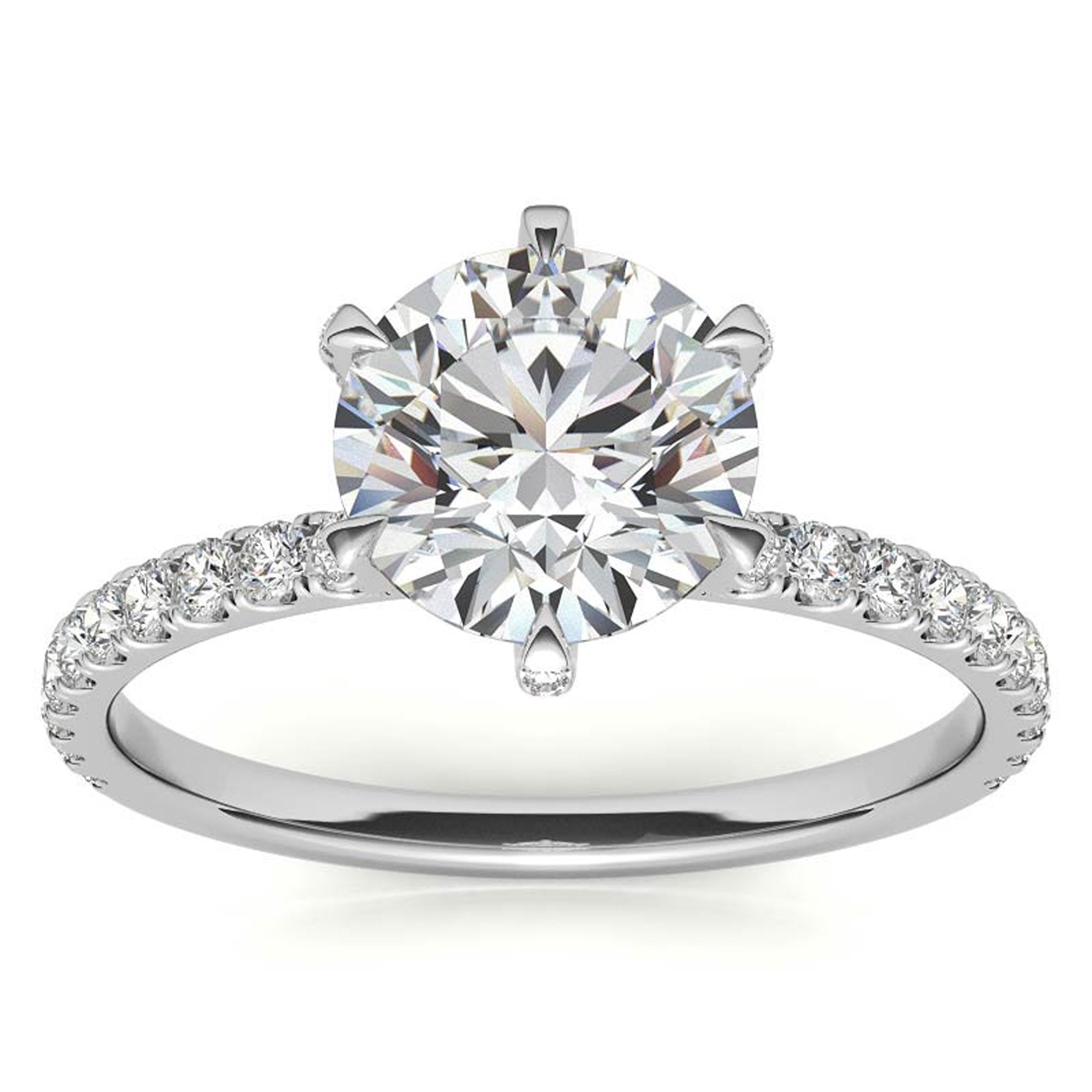 White Gold Plated Stackable Diamond Ring Set