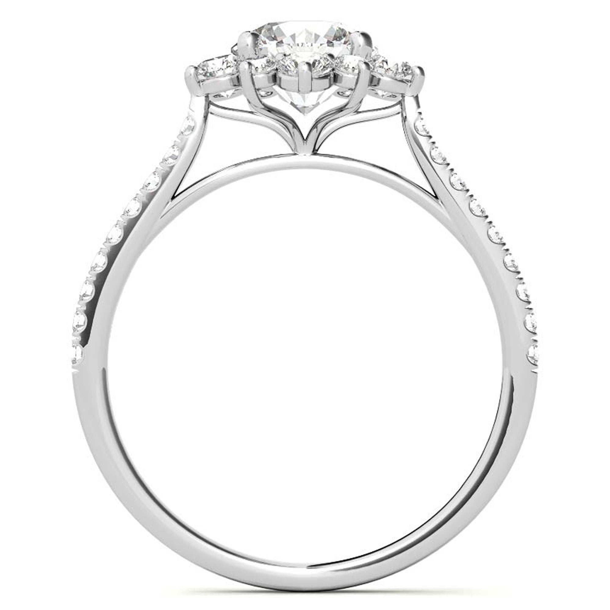 White Gold Floral Halo Stackable Ring Set